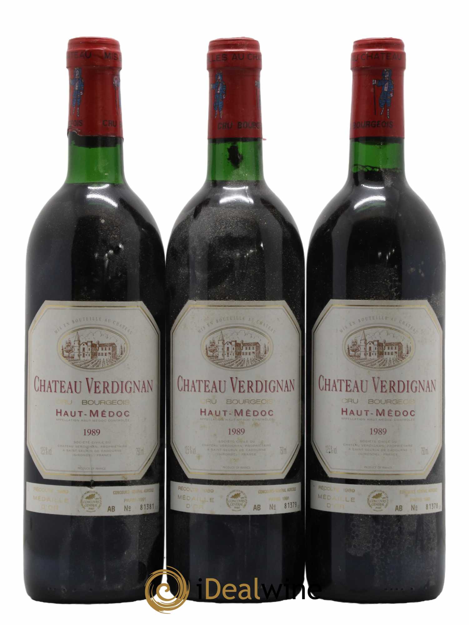 Château Verdignan Cru Bourgeois 1989 - Lot de 3 bouteilles - 0