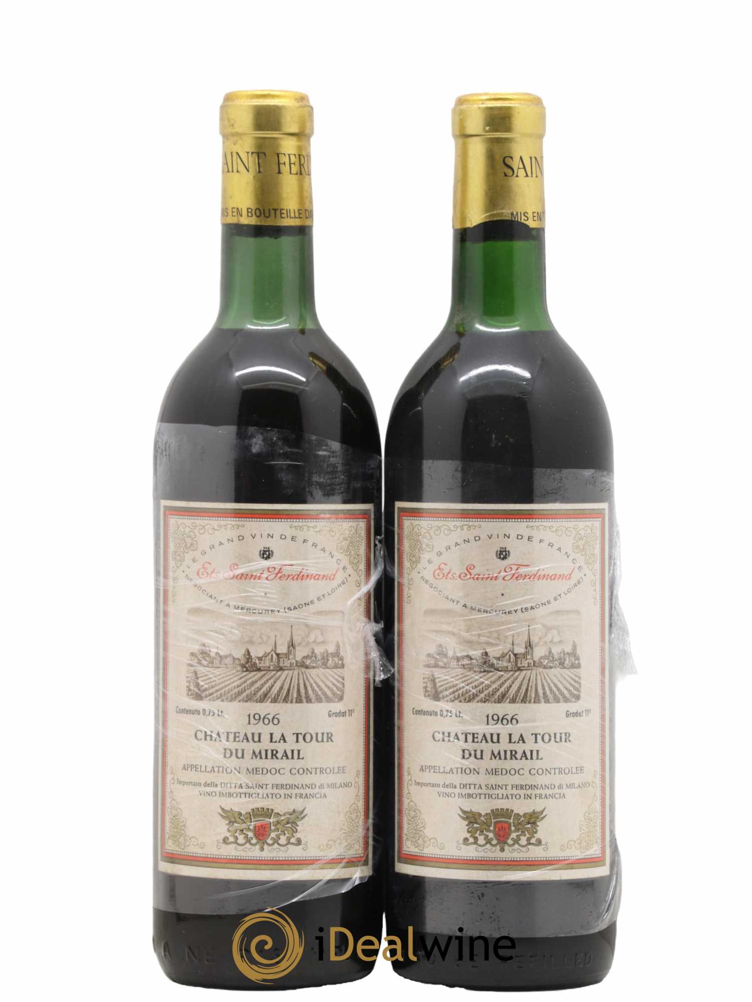Médoc Tour Du Mirail 1966 - Lot de 2 bouteilles - 0