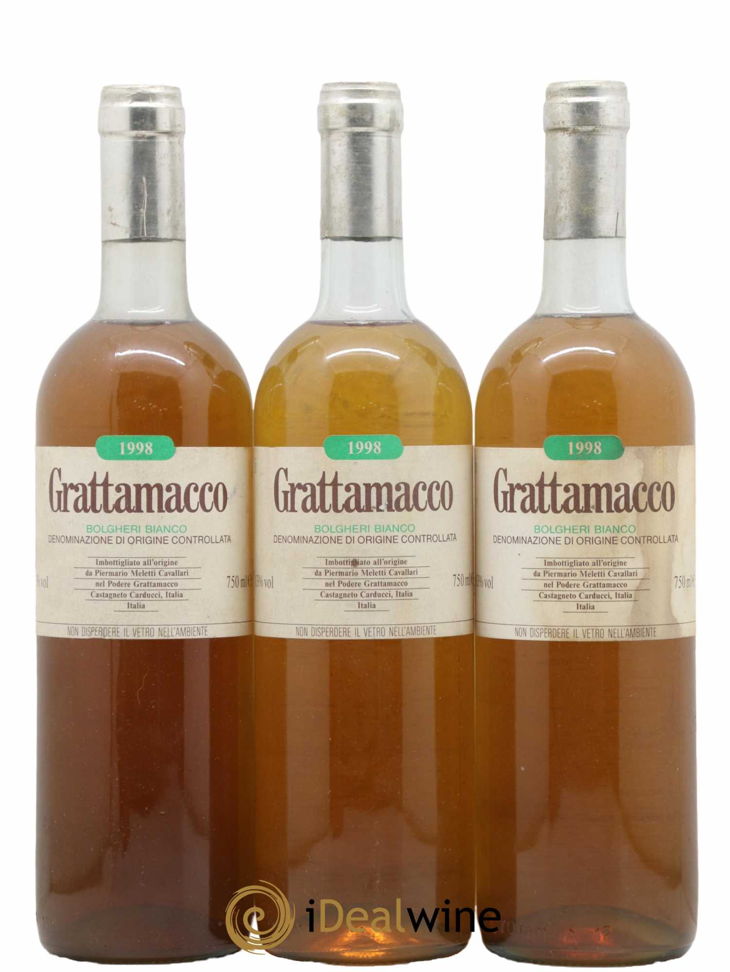 Italie Grattamacco Bolgheri 1998 - Lot de 3 bouteilles - 0