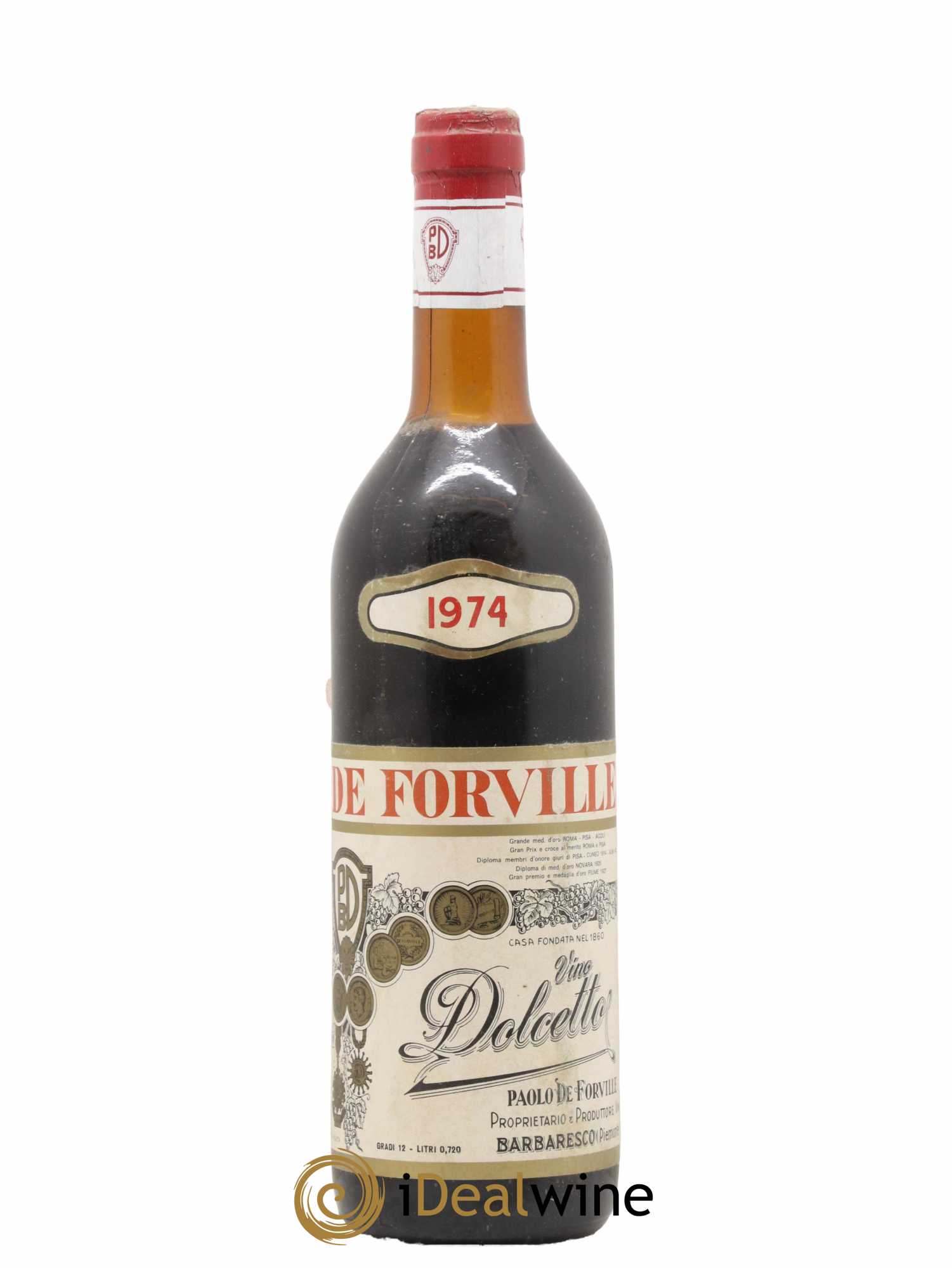 Italie Dolcetto Paolo De Forville 1974 - Lot de 1 bouteille - 0