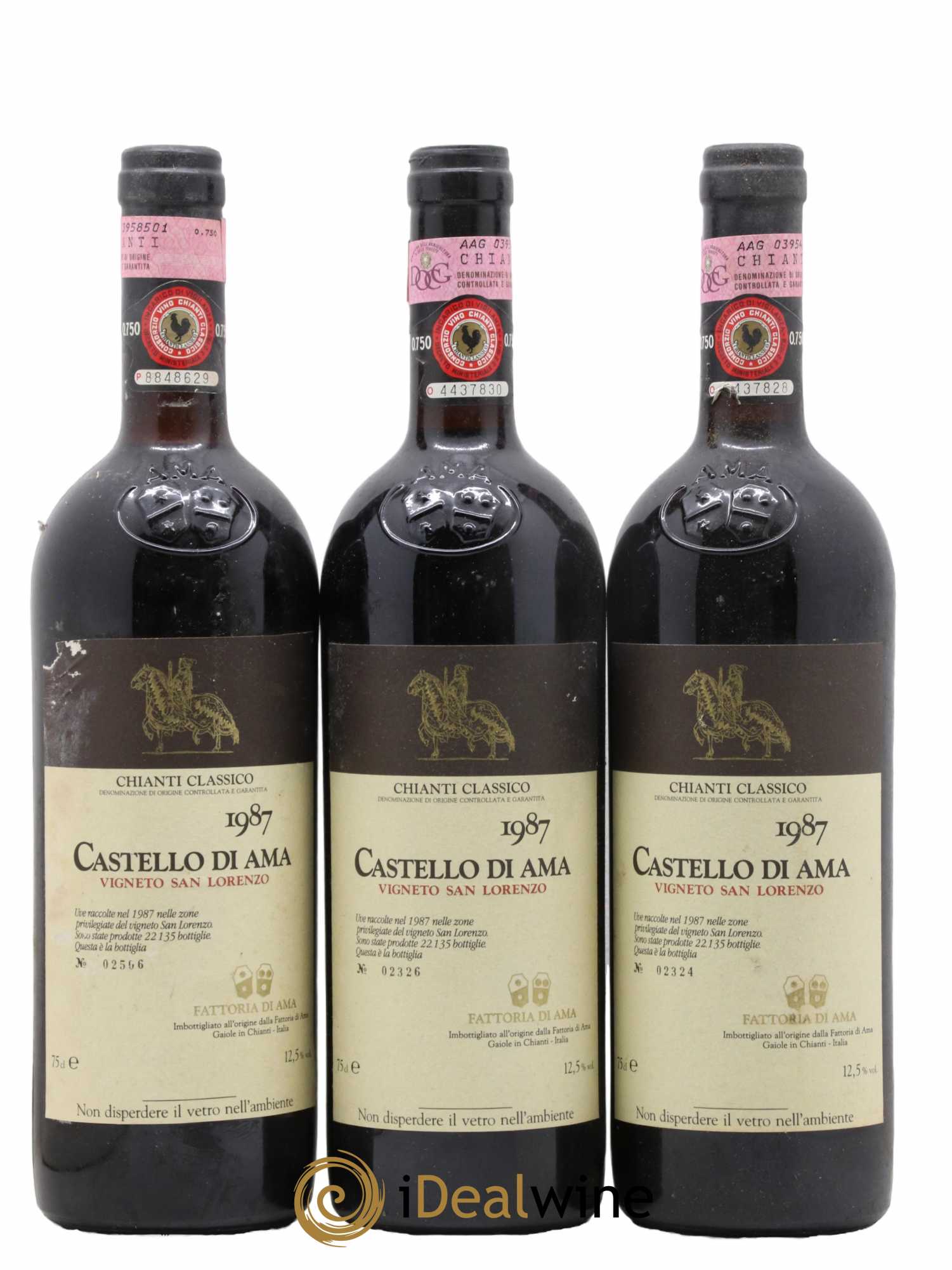 Chianti Classico Gran Selezione DOCG Castello di Ama San Lorenzo 1987 - Lot de 3 bouteilles - 0