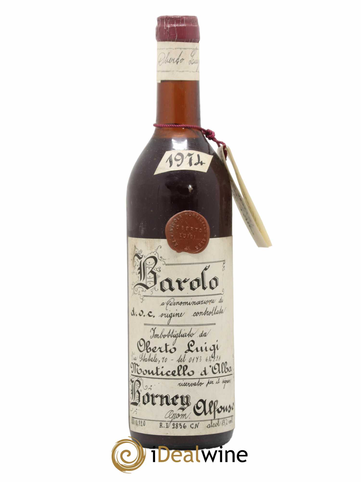 Barolo Monticello d'Alba Oberto Luigi 1974 - Lot de 1 bouteille - 0