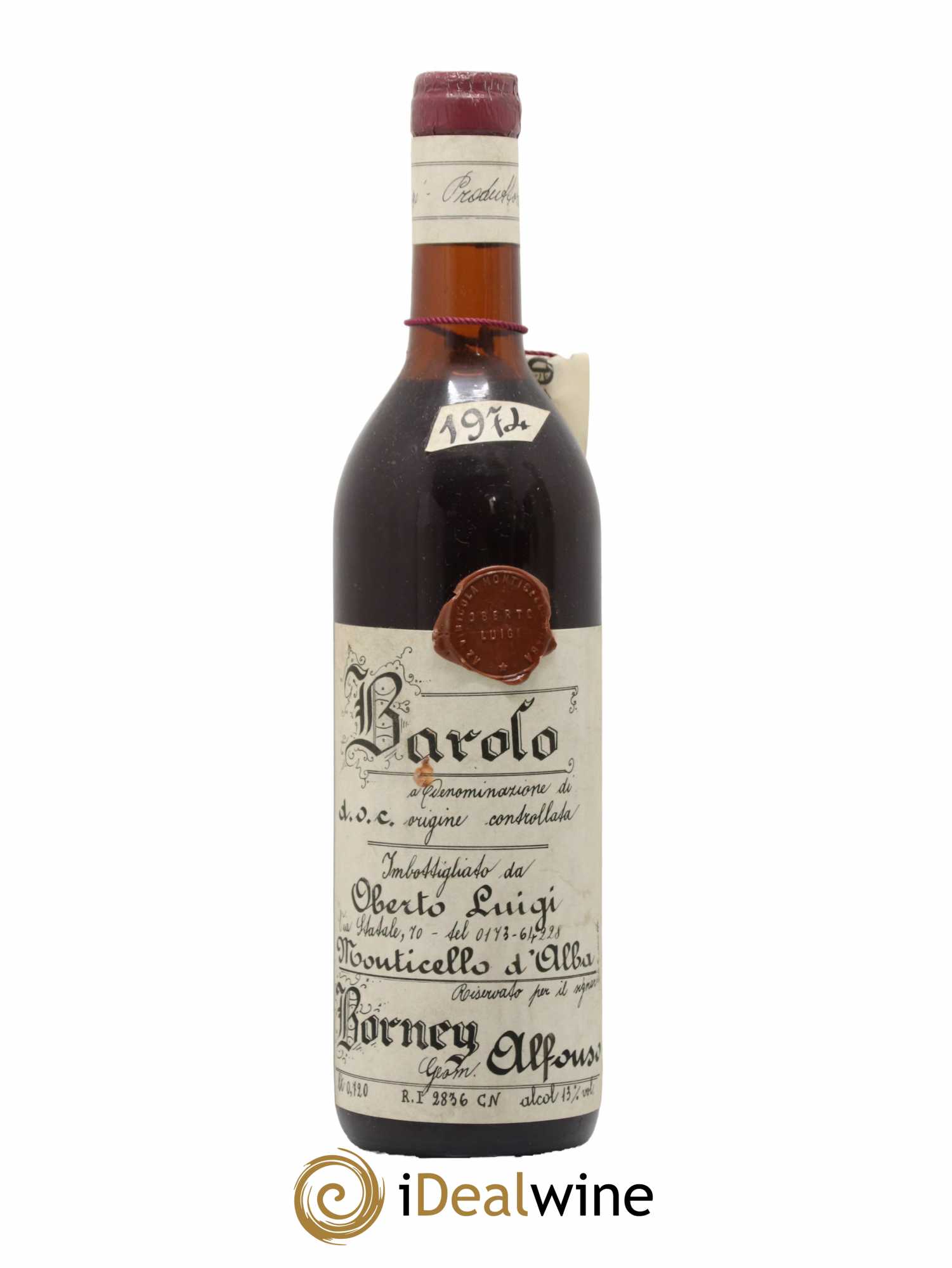 Barolo Oberto Luigi Monticello d'Alba 1974 - Lot de 1 bouteille - 0