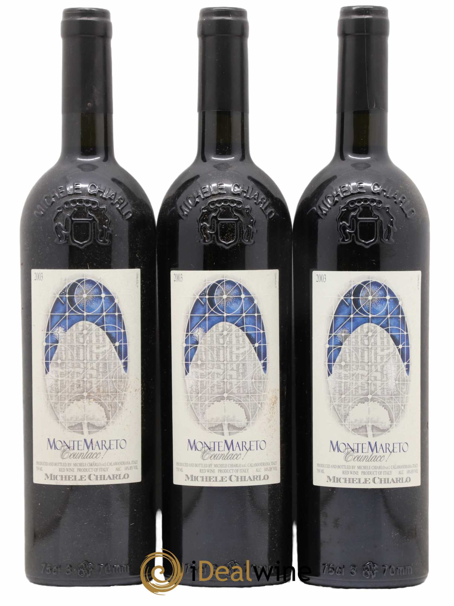 Italie Montemareto Monferrato rosso Doc Michele Chiarlo 2003 - Lot de 3 bouteilles - 0