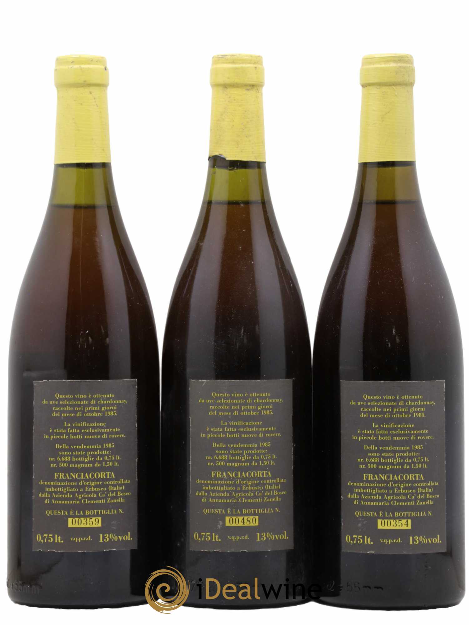 Italie Ca' del Bosco Franciacorta 1985 - Lot de 3 bouteilles - 1