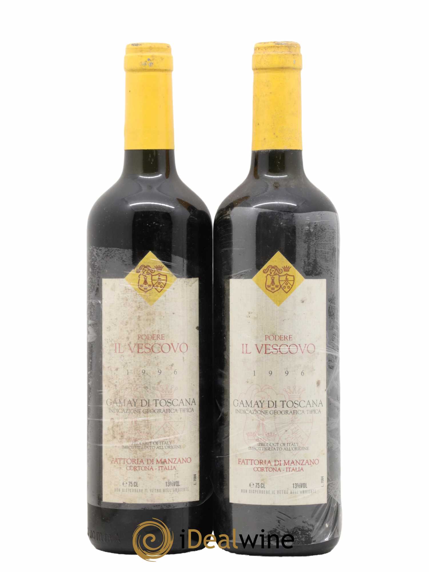 Italie Fattoria Di Manzano.Podere Il Vescovo Gamay Di Toscana 1996 - Lot de 2 bouteilles - 0
