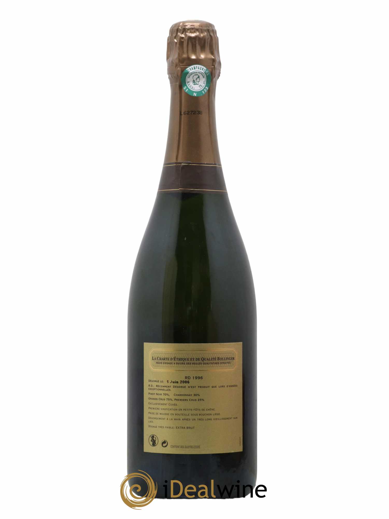R.D. Extra-Brut Bollinger 1996 - Lotto di 1 bottiglia - 2