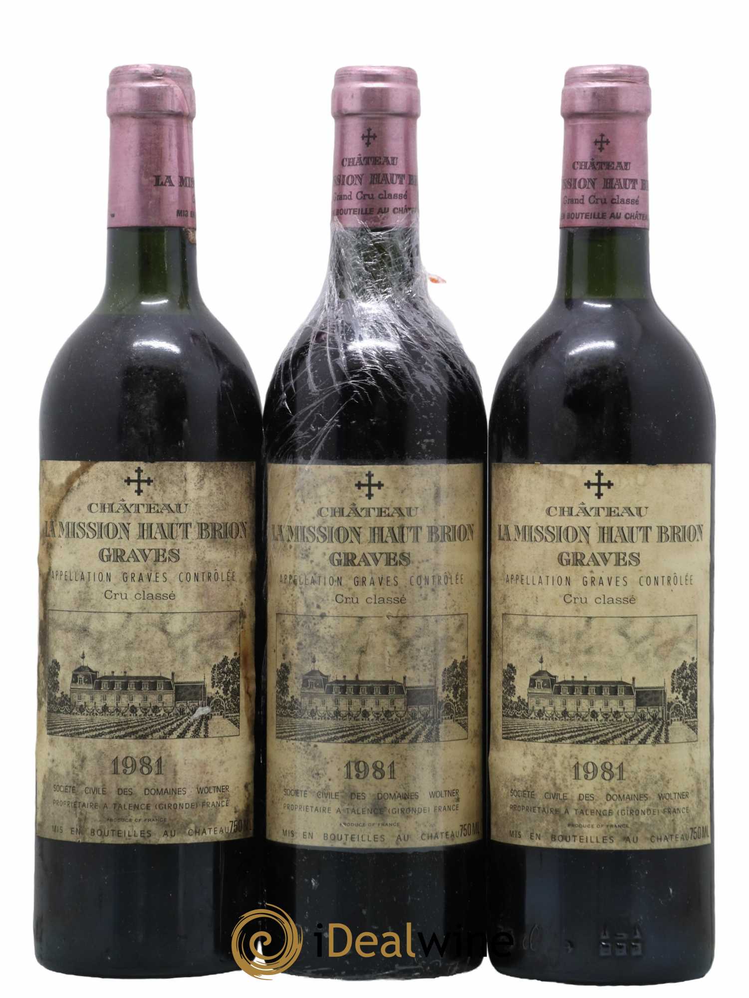 Château la Mission Haut-Brion Cru Classé de Graves 1981 - Lot de 3 bouteilles - 0