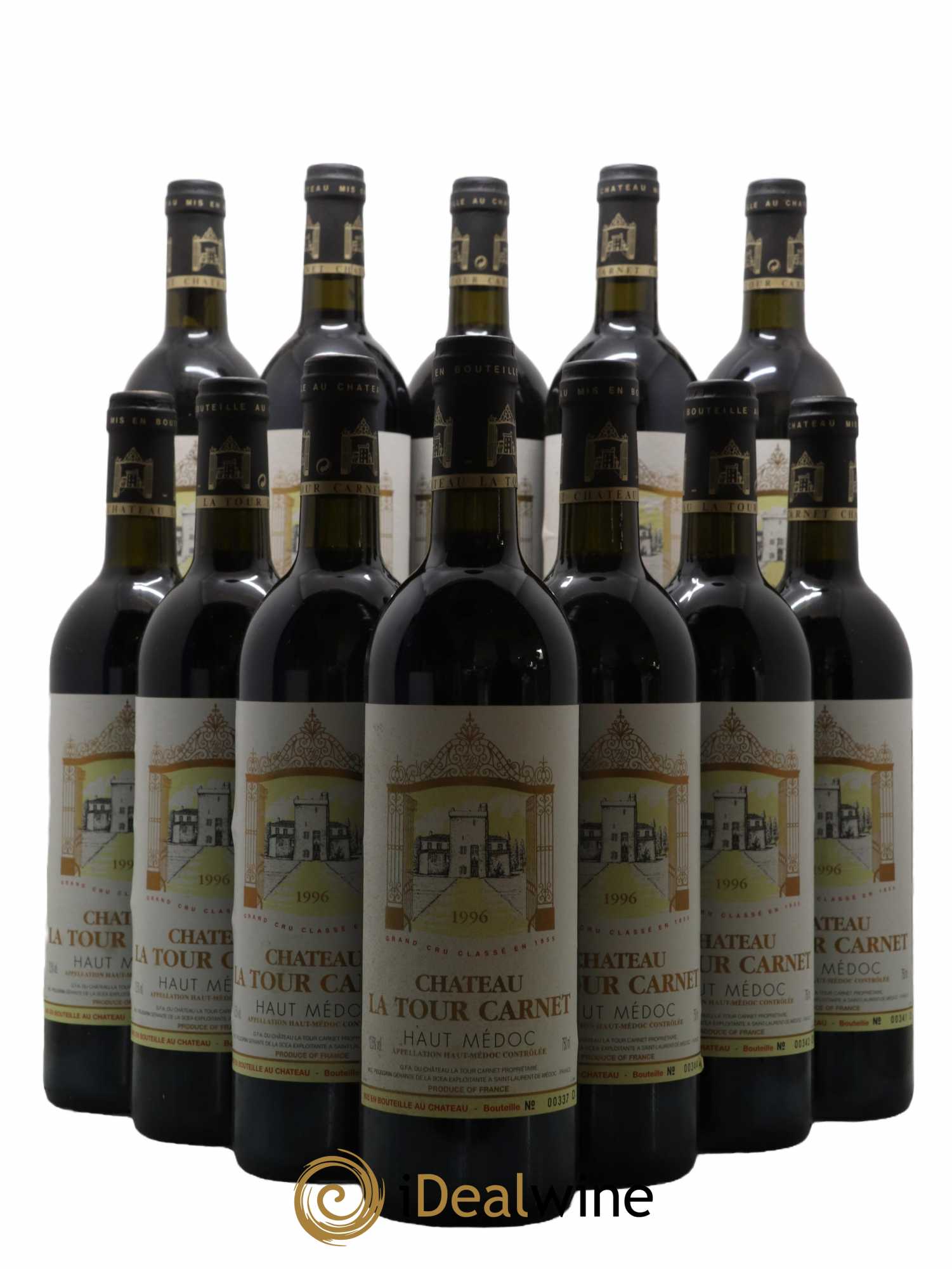 Château la Tour Carnet 4ème Grand Cru Classé 1996 - Lot de 12 bouteilles - 0