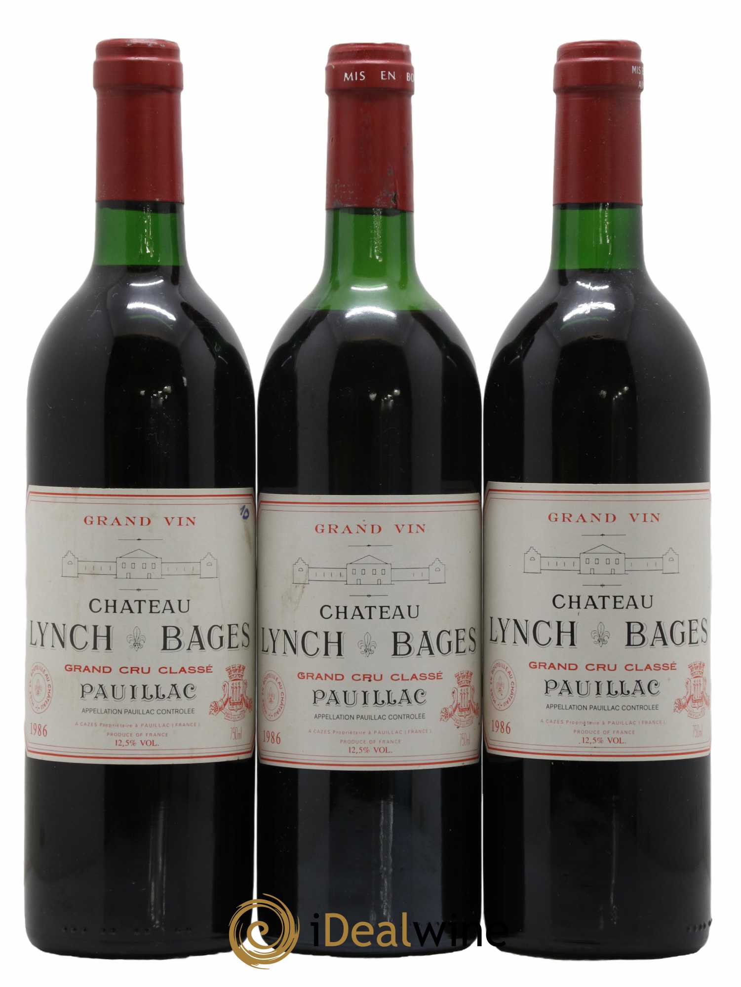 Château Lynch Bages 5ème Grand Cru Classé 1986 - Lot de 3 bouteilles - 0