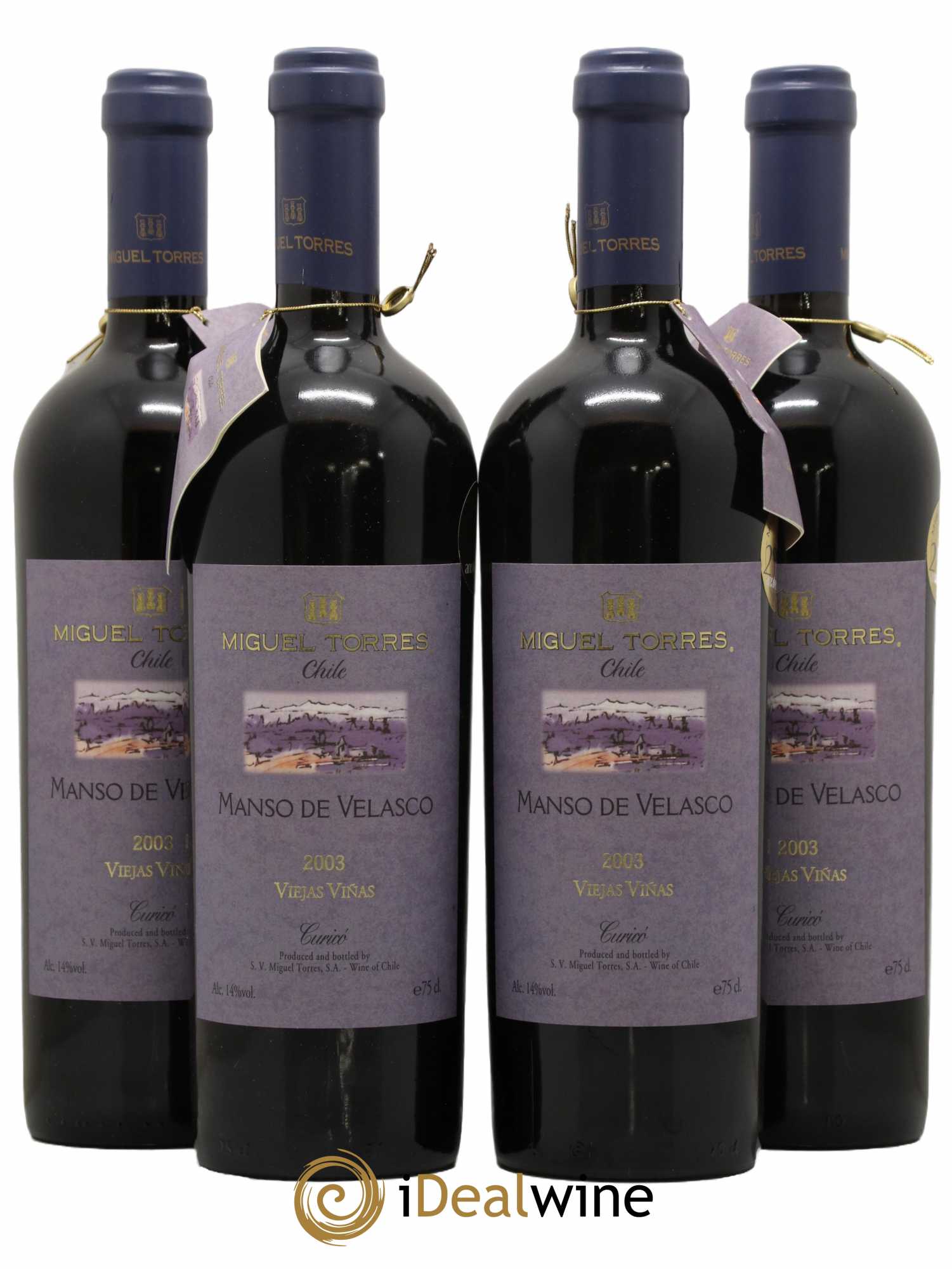 Chili Manso de Velasco Cabernet Sauvignon Curico Miguel Torres 2003 - Lot de 4 bouteilles - 0