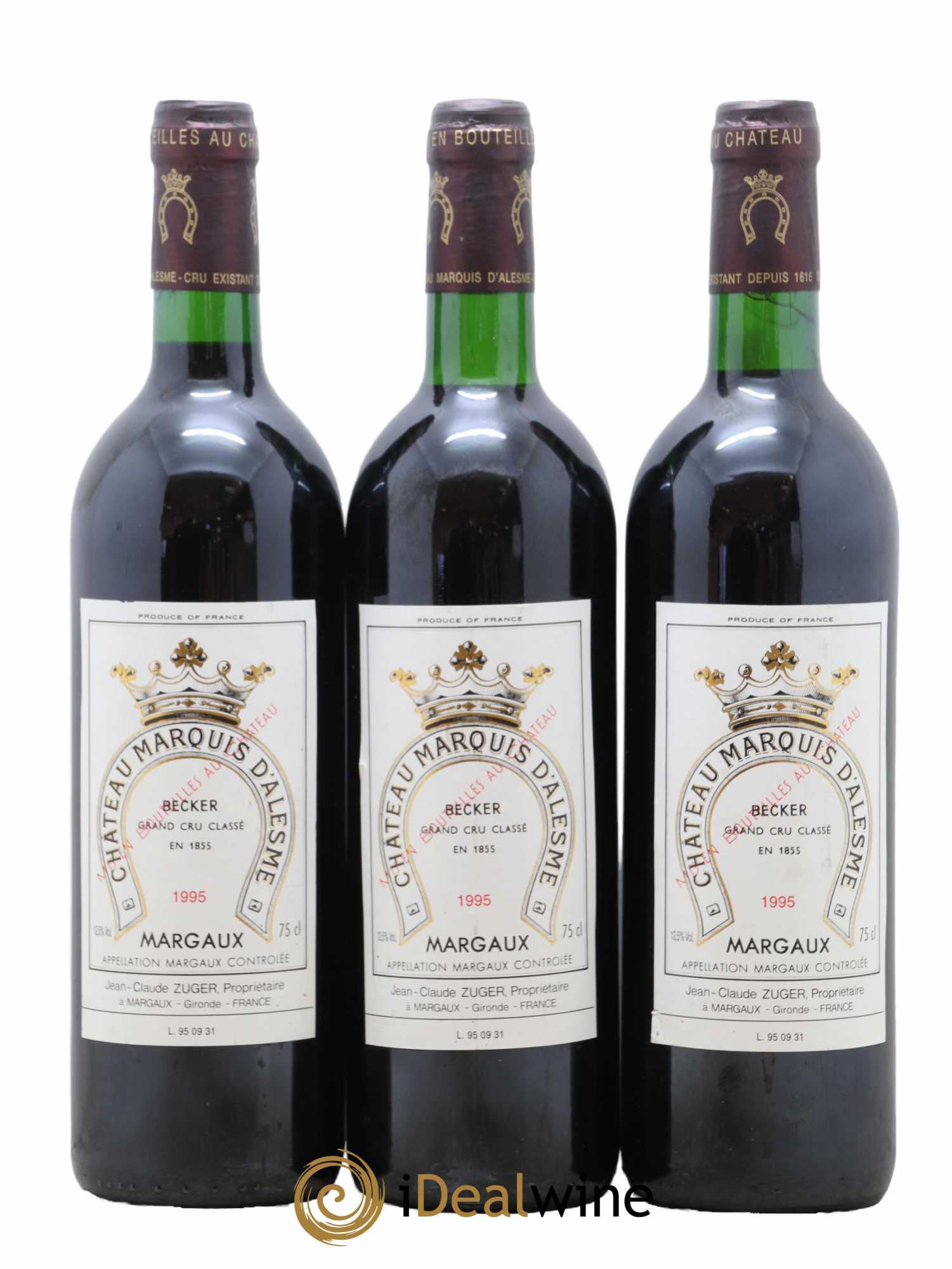 Château Marquis d'Alesme 1995 - Lot de 3 bouteilles - 0