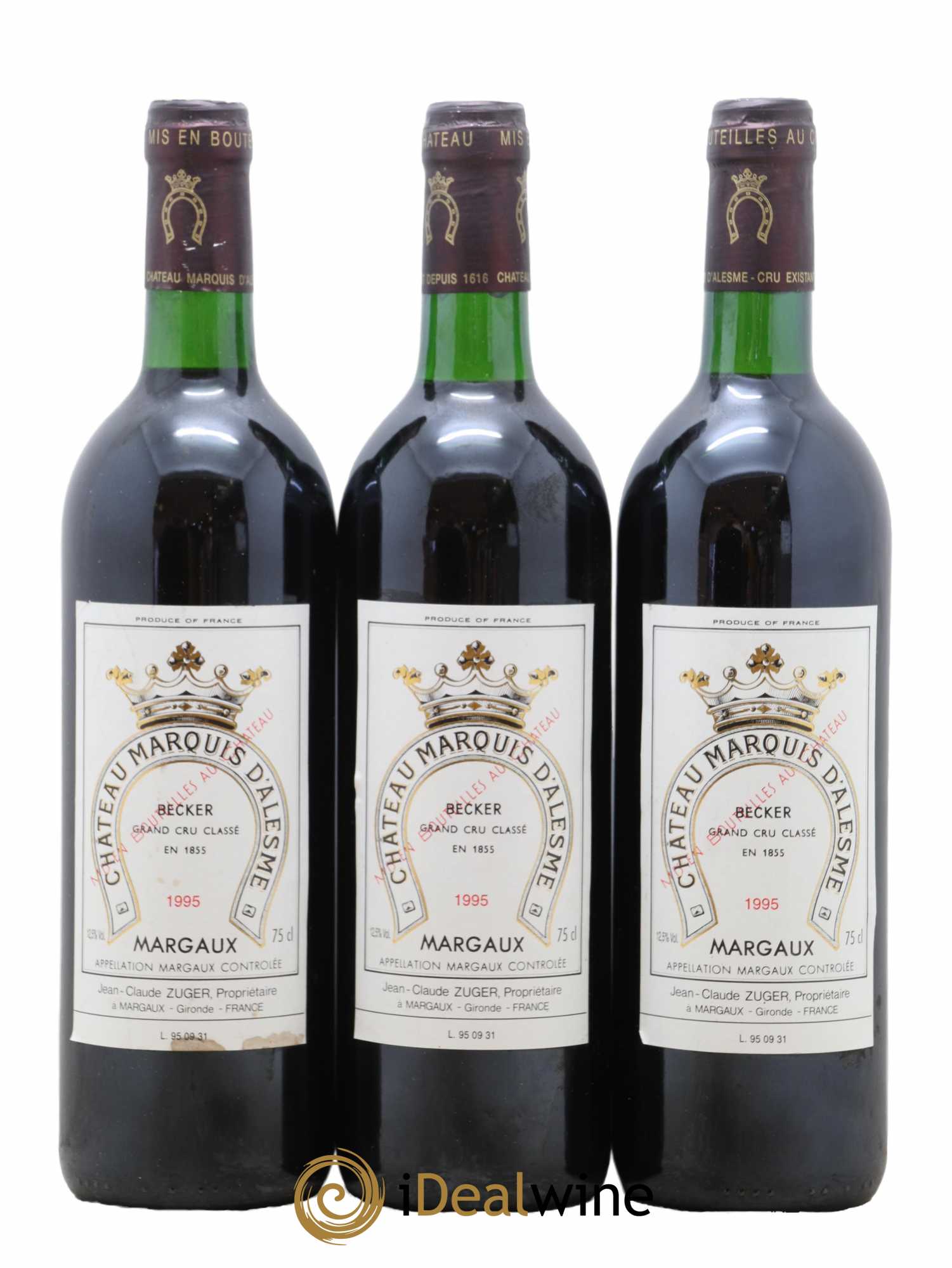 Château Marquis d'Alesme 1995 - Lot de 3 bouteilles - 0