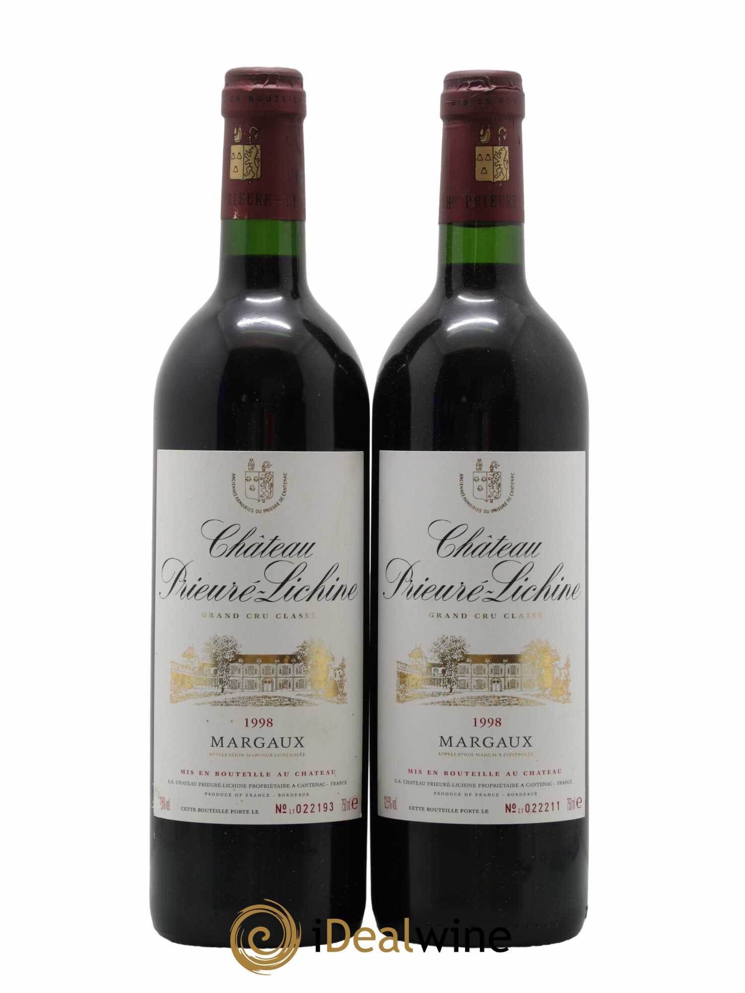 Château Prieuré Lichine 4ème Grand Cru Classé 1998 - Lot de 2 bouteilles - 0