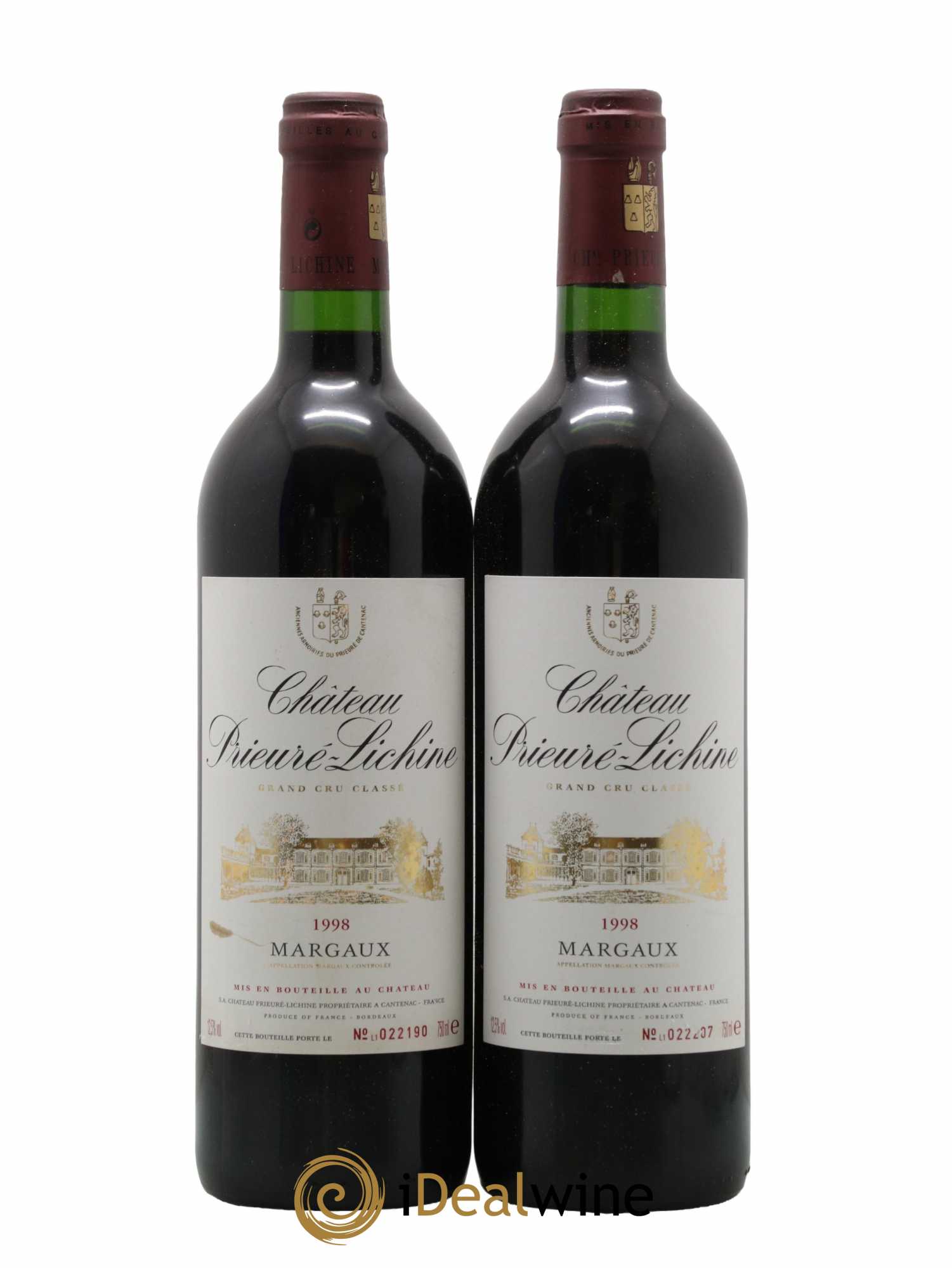 Château Prieuré Lichine 4ème Grand Cru Classé 1998 - Lot de 2 bouteilles - 0