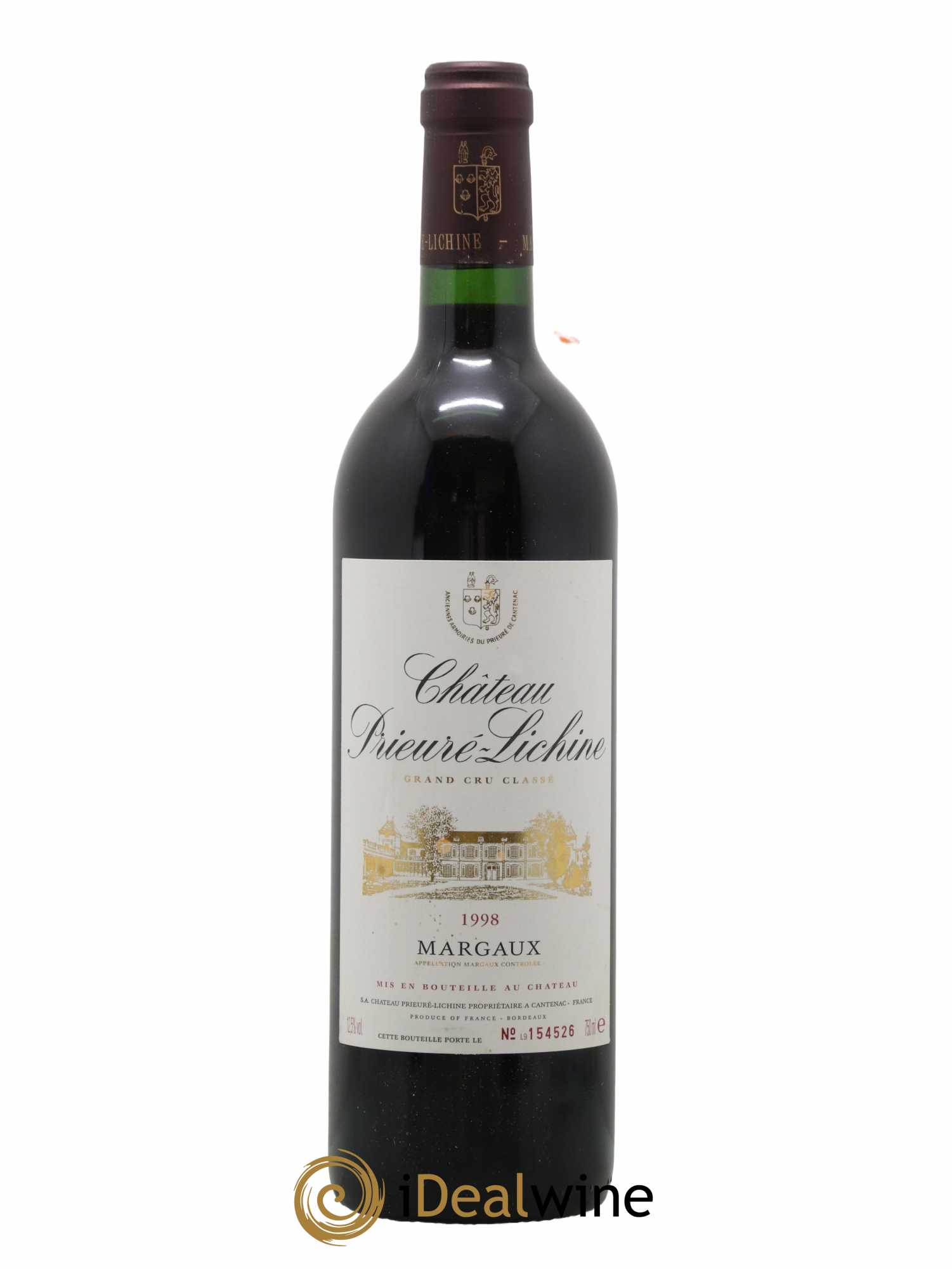 Château Prieuré Lichine 4ème Grand Cru Classé 1998 - Lot de 1 bouteille - 0