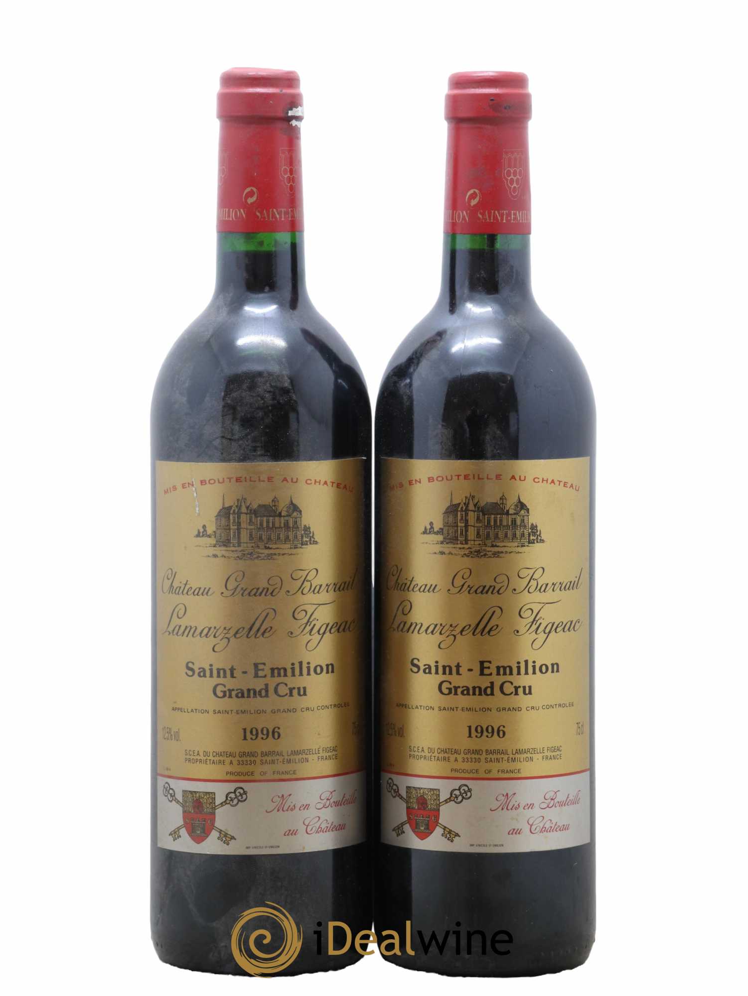 Château Grand Barrail Lamarzelle Figeac Grand Cru Classé 1996 - Lot de 2 bouteilles - 0