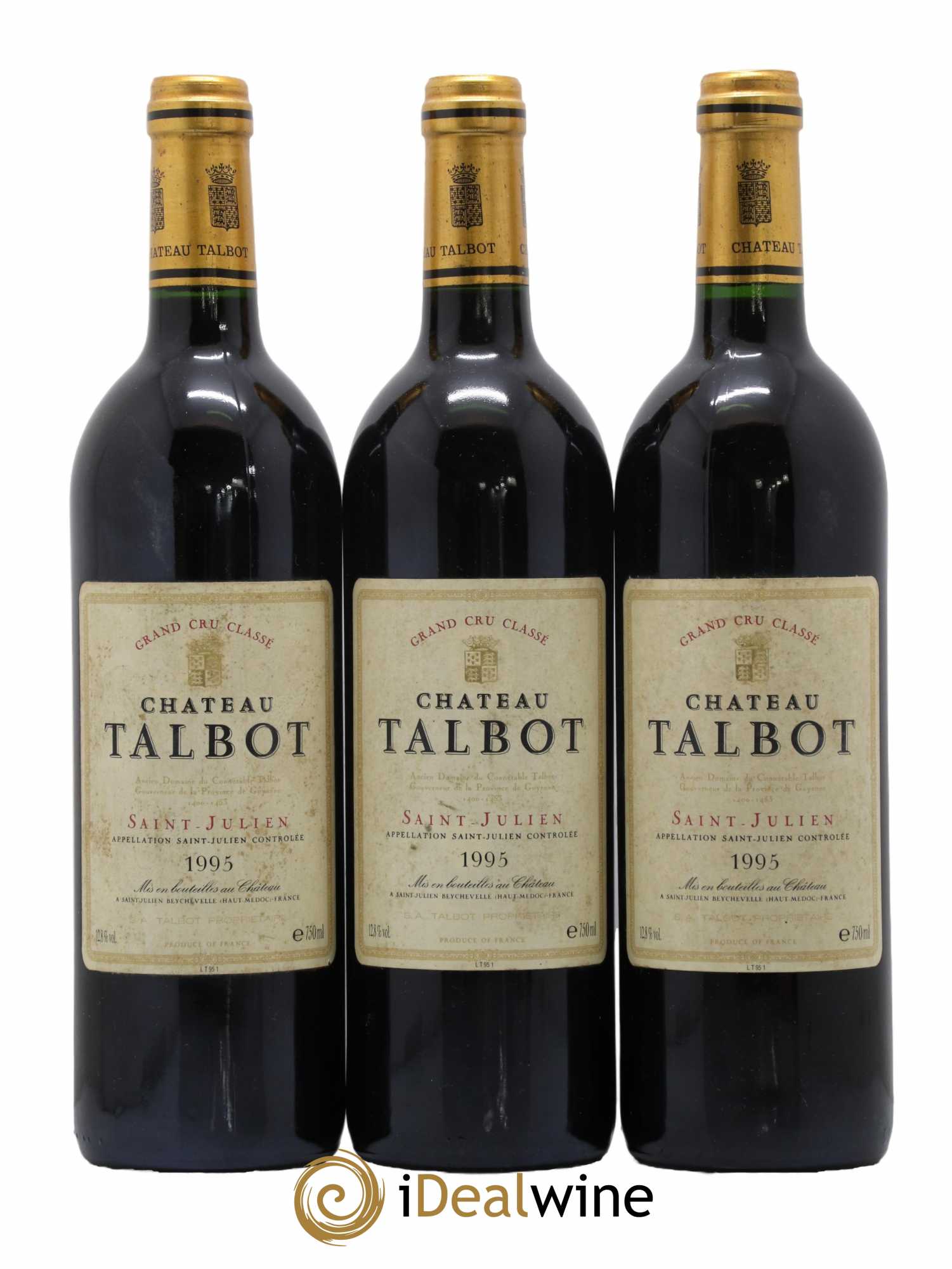 Château Talbot 4ème Grand Cru Classé 1995 - Lot de 3 bouteilles - 0
