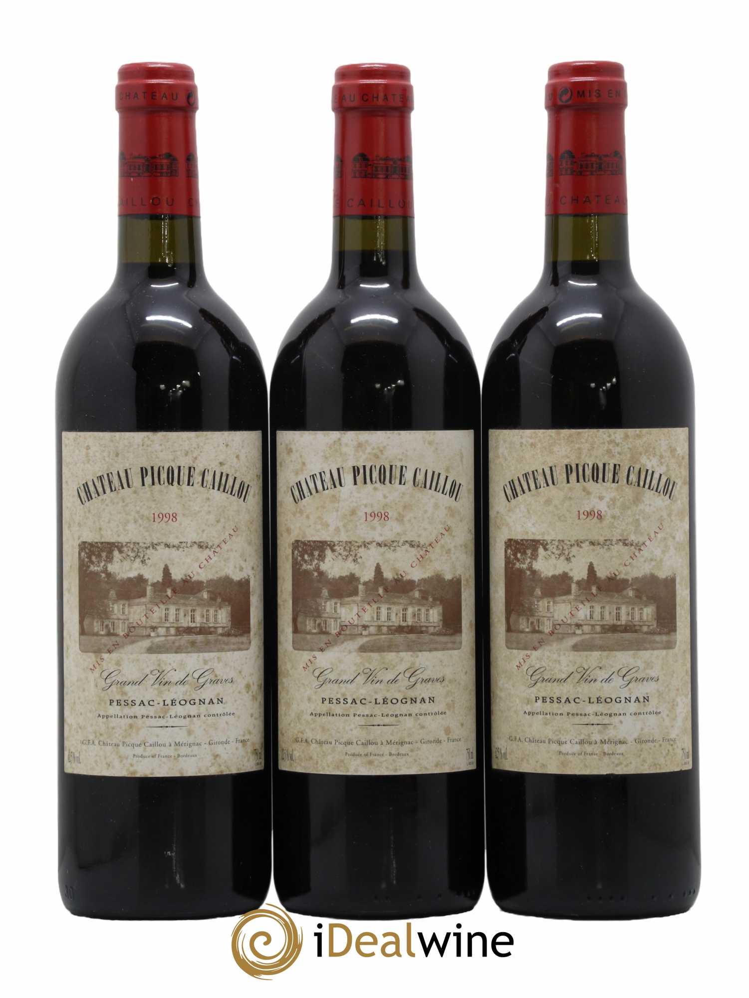Château Picque Caillou 1998 - Lot de 3 bouteilles - 0
