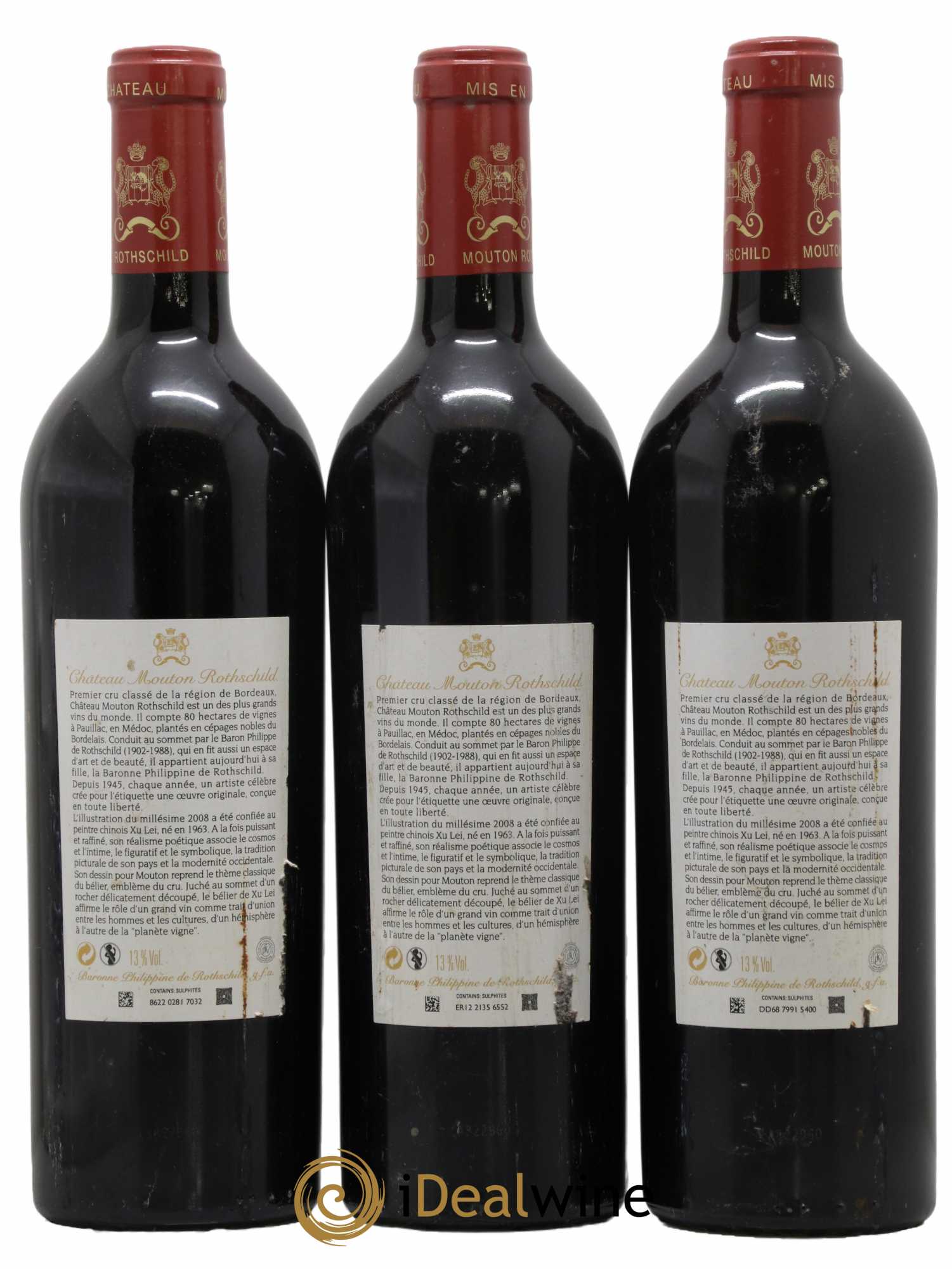 Château Mouton Rothschild 1er Grand Cru Classé 2008 - Lot de 3 bouteilles - 1