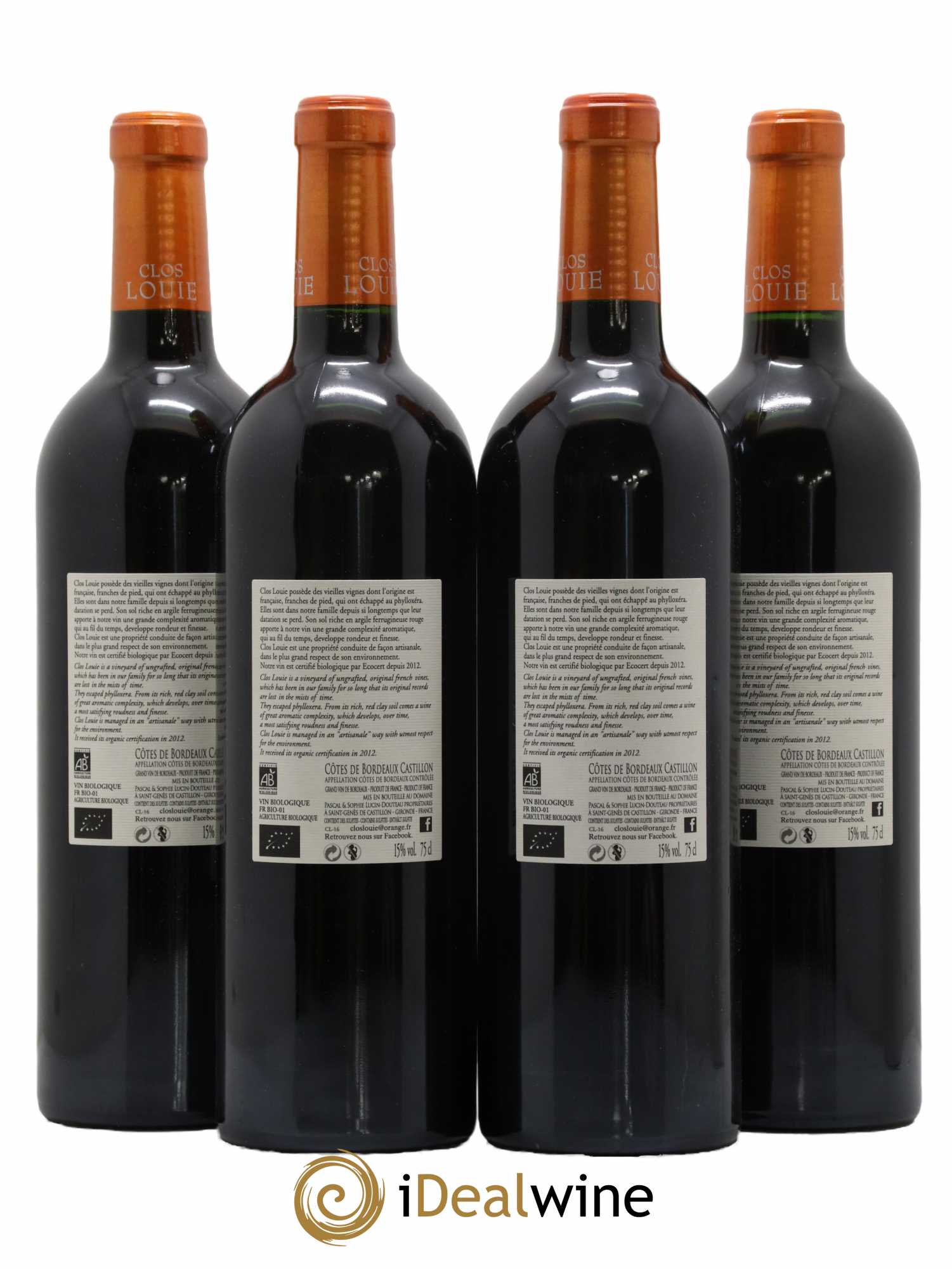Castillon-Côtes-de-Bordeaux (Côtes-de-Castillon) Clos Louie 2016 - Posten von 4 Flaschen - 1