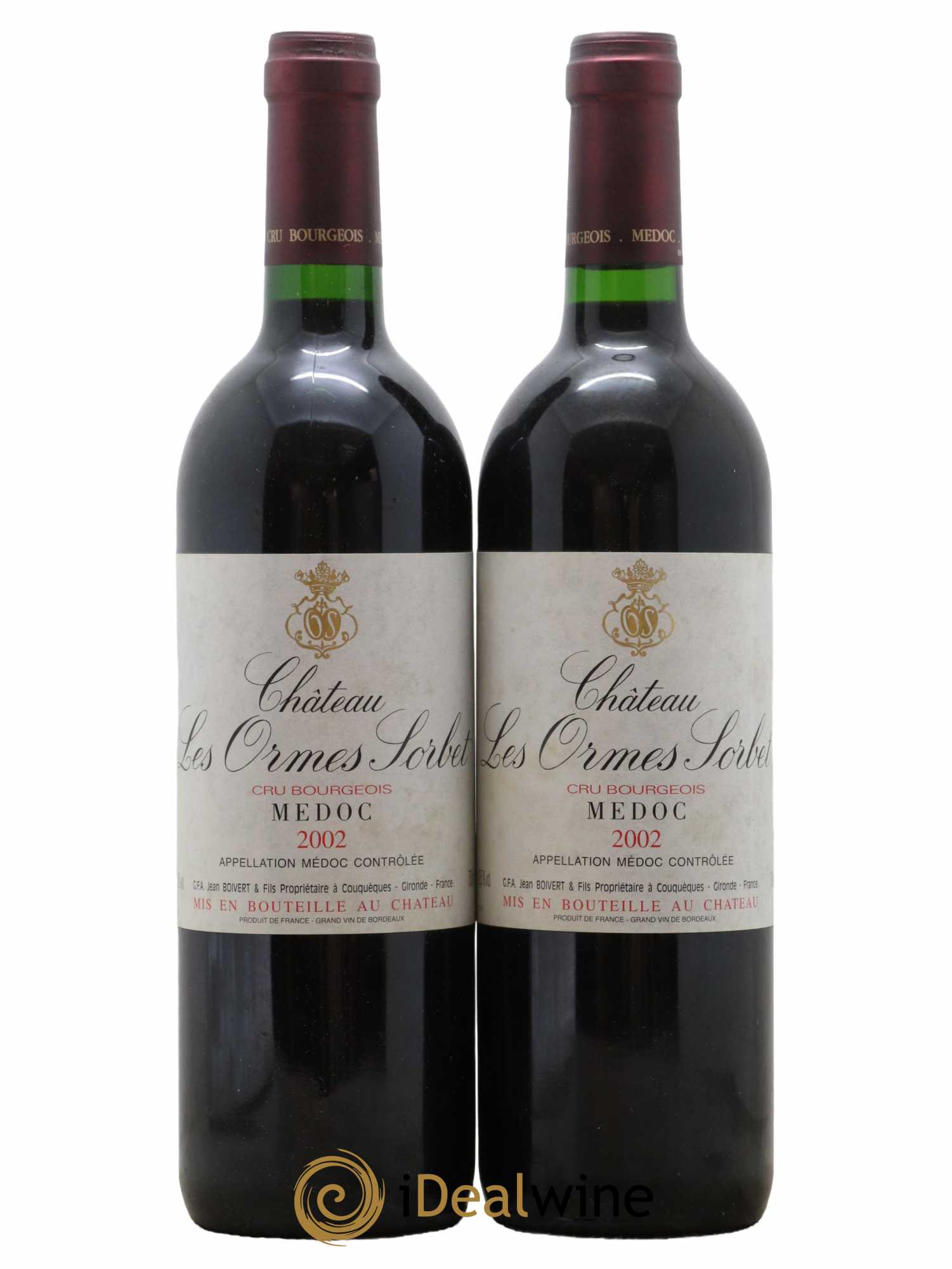 Château les Ormes Sorbet Cru Bourgeois 2002 - Lot de 2 bouteilles - 0