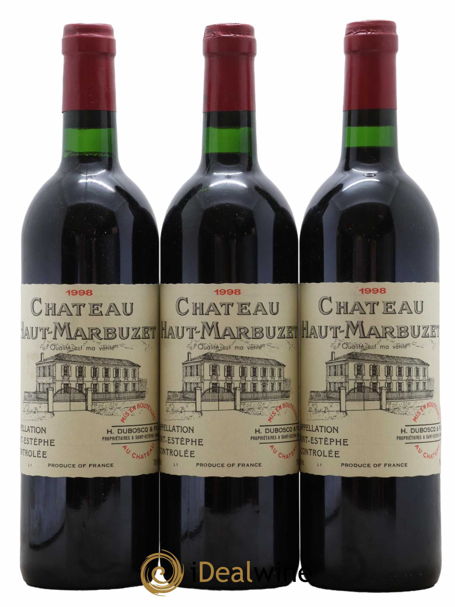 Château Haut Marbuzet 1998 - Lot de 3 bouteilles - 0