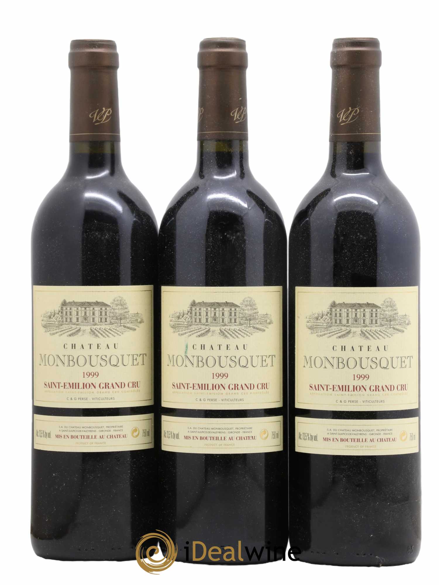 Château Monbousquet Grand Cru Classé 1999 - Lot de 3 bouteilles - 0