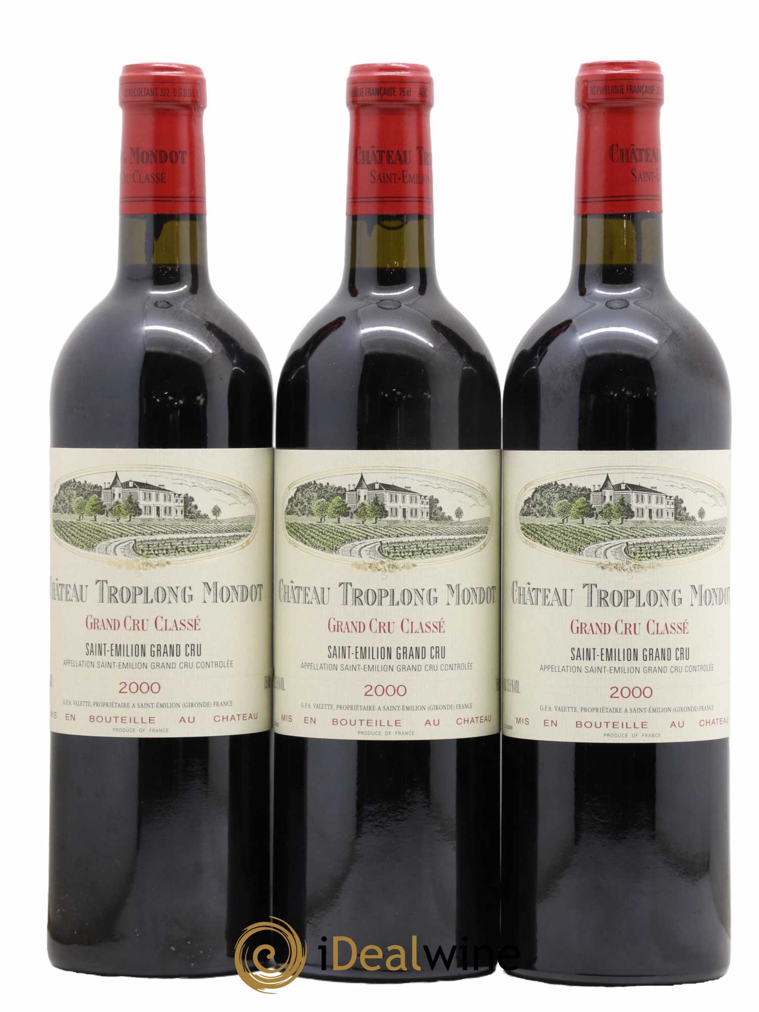 Château Troplong Mondot 1er Grand Cru Classé B 2000 - Lot de 3 bouteilles - 0