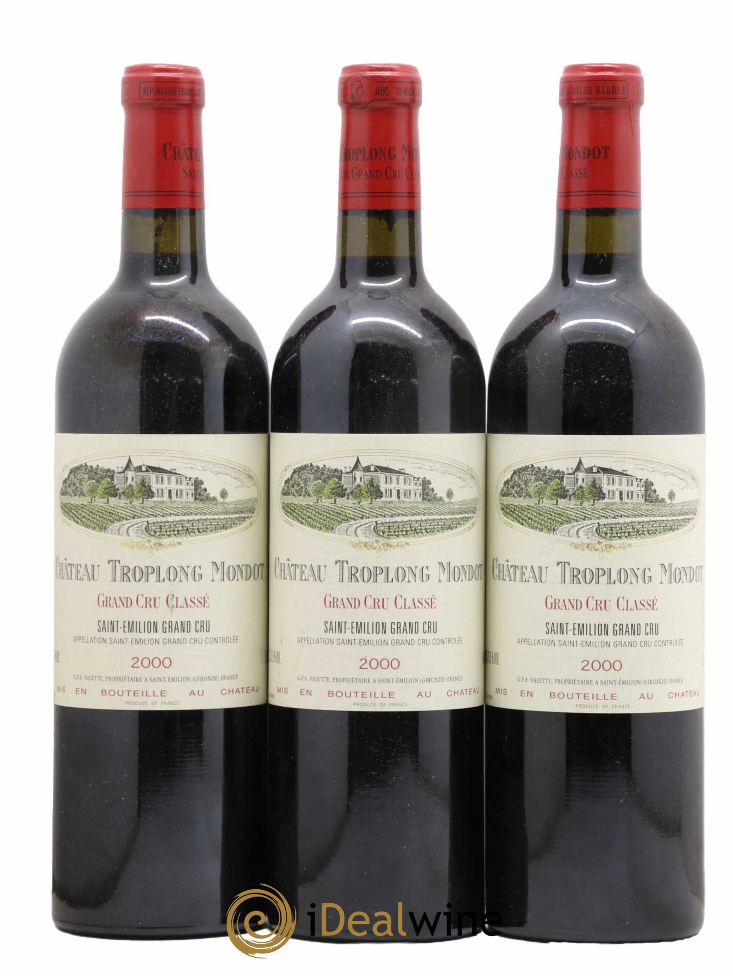 Château Troplong Mondot 1er Grand Cru Classé B 2000 - Lot de 3 bouteilles - 0