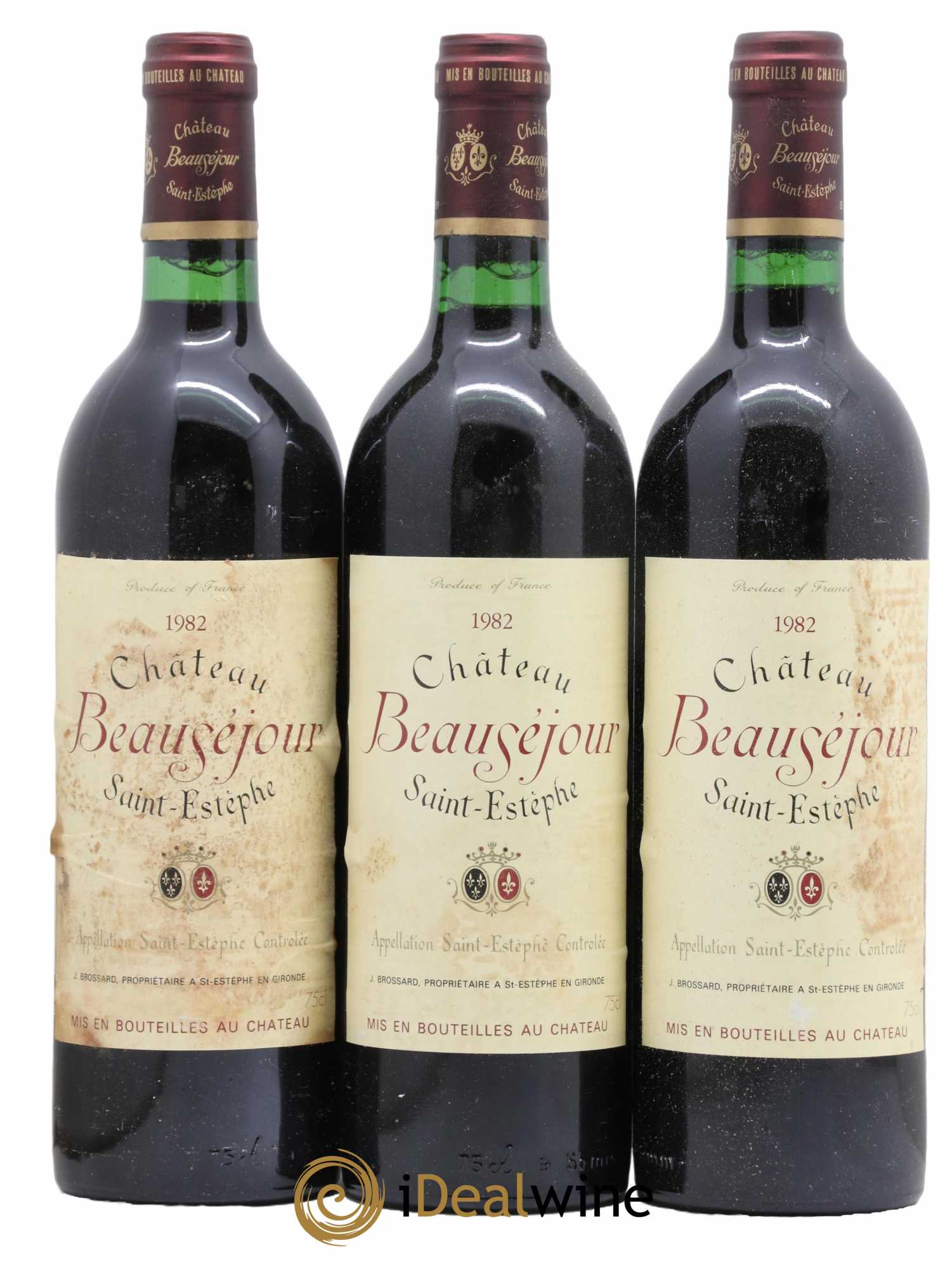 Saint-Estèphe Chateau Beauséjour 1982 - Lot de 3 bouteilles - 0