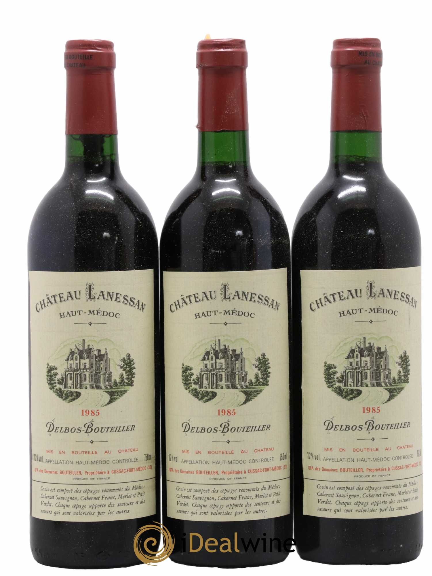 Château Lanessan Cru Bourgeois 1985 - Lot de 3 bouteilles - 0