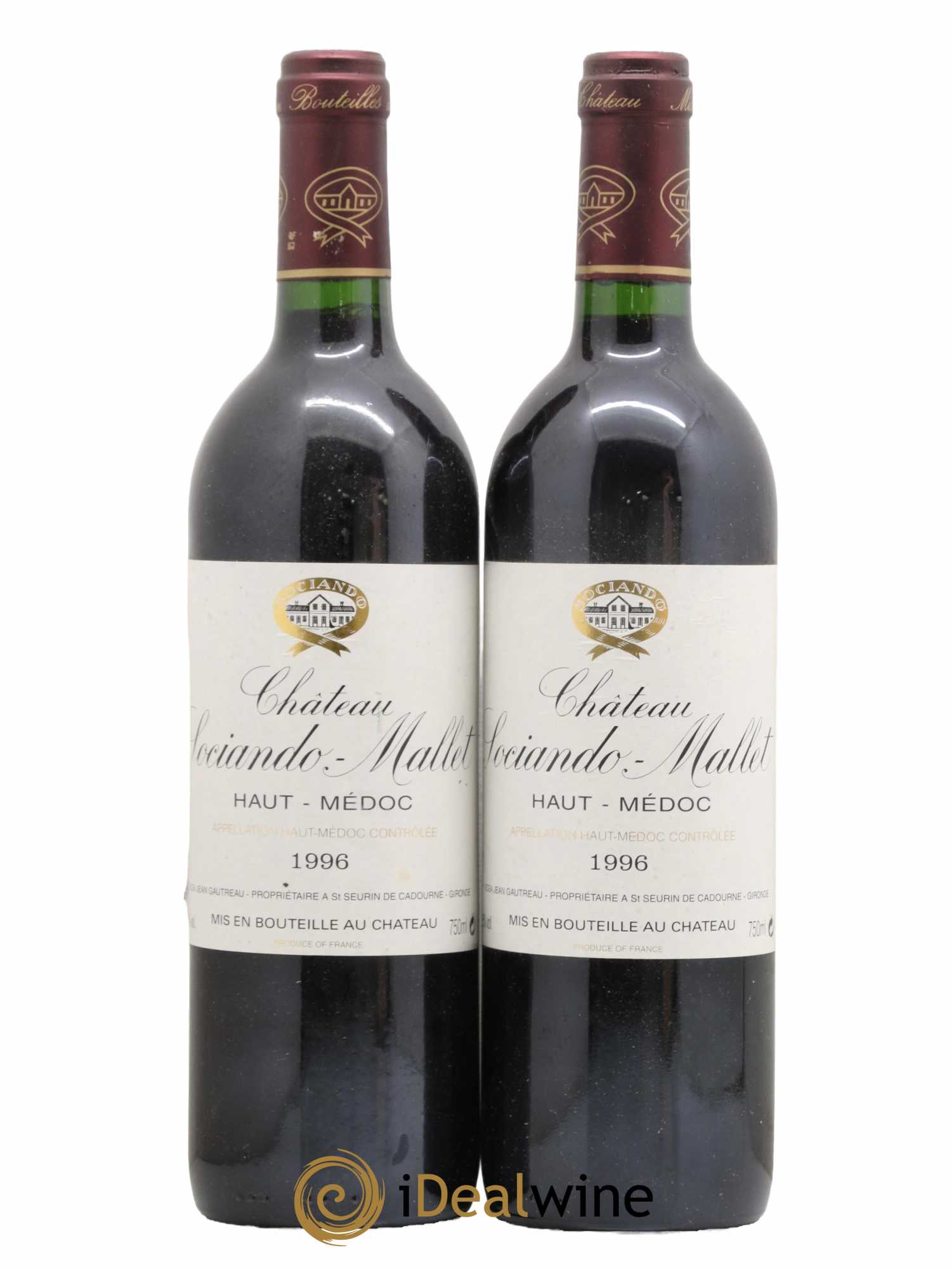 Château Sociando Mallet 1996 - Lot de 2 bouteilles - 0