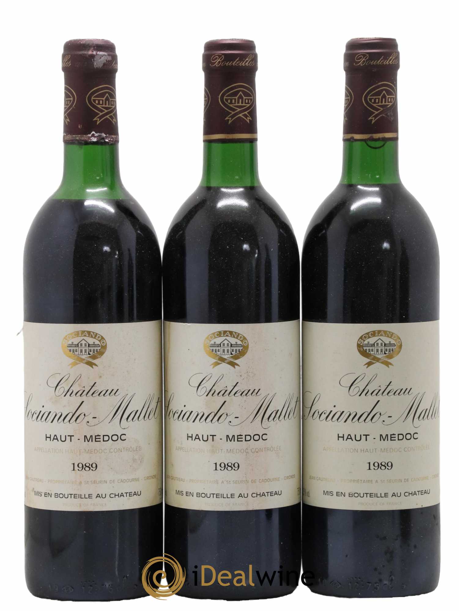 Château Sociando Mallet 1989 - Lot de 3 bouteilles - 0