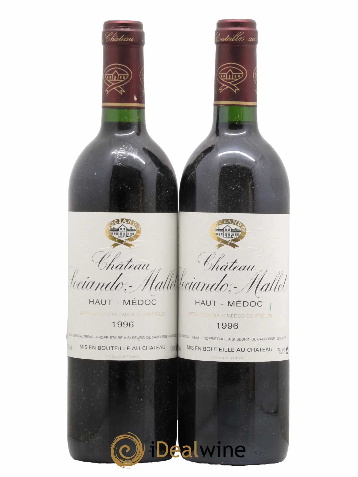 Château Sociando Mallet 1996 - Lot de 2 bouteilles - 0