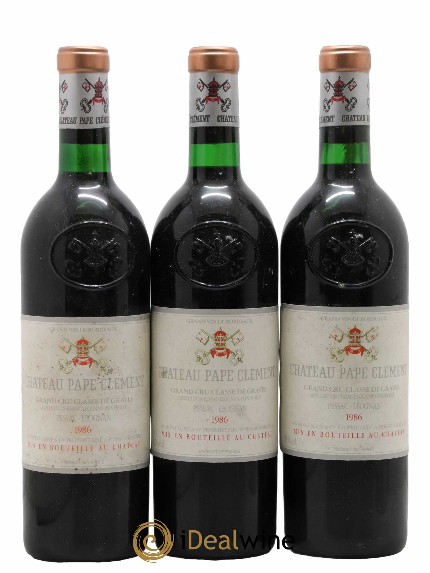 Château Pape Clément Cru Classé de Graves 1986 - Lot de 3 bouteilles - 0