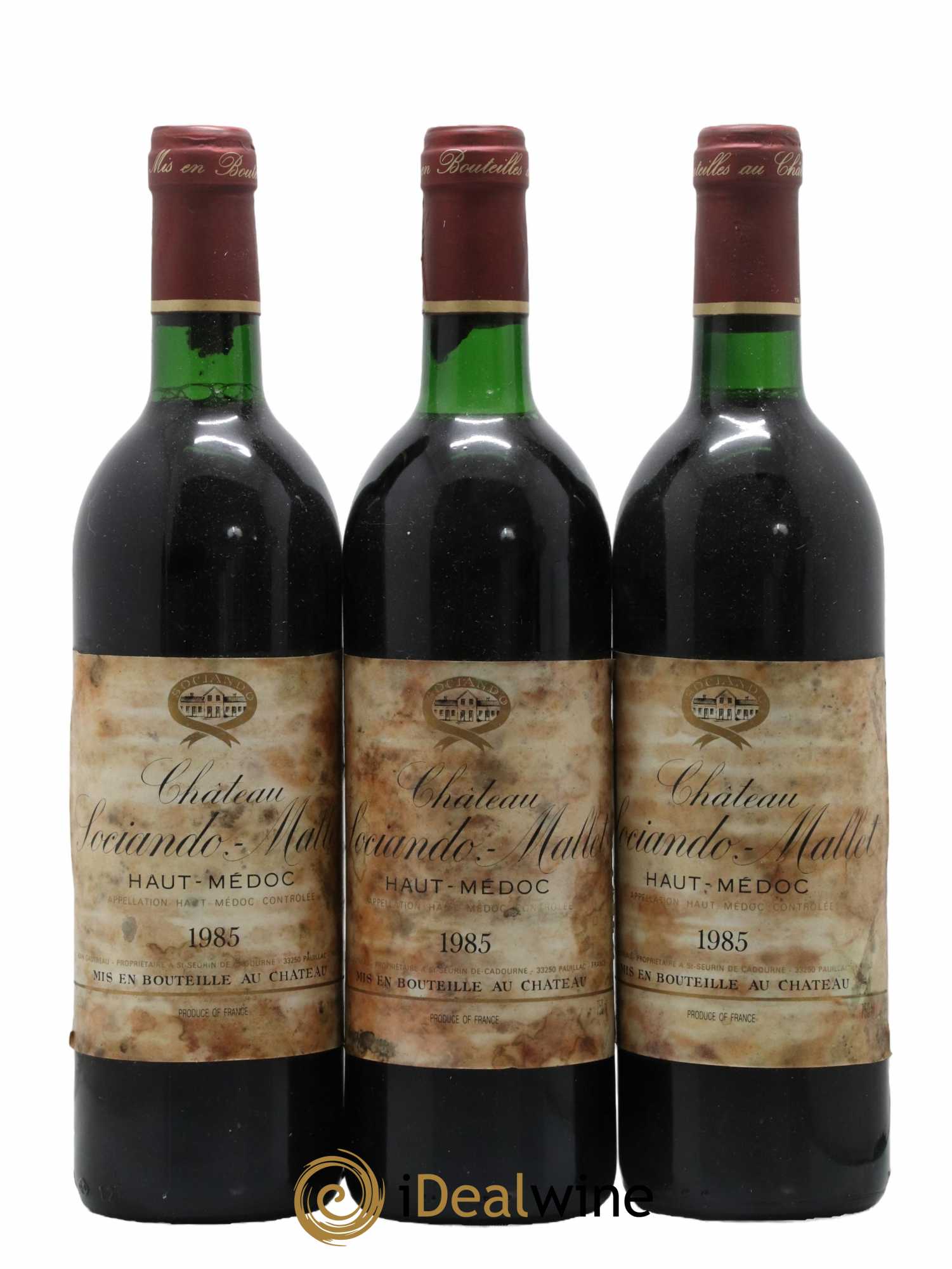 Château Sociando Mallet 1985 - Lot de 3 bouteilles - 0