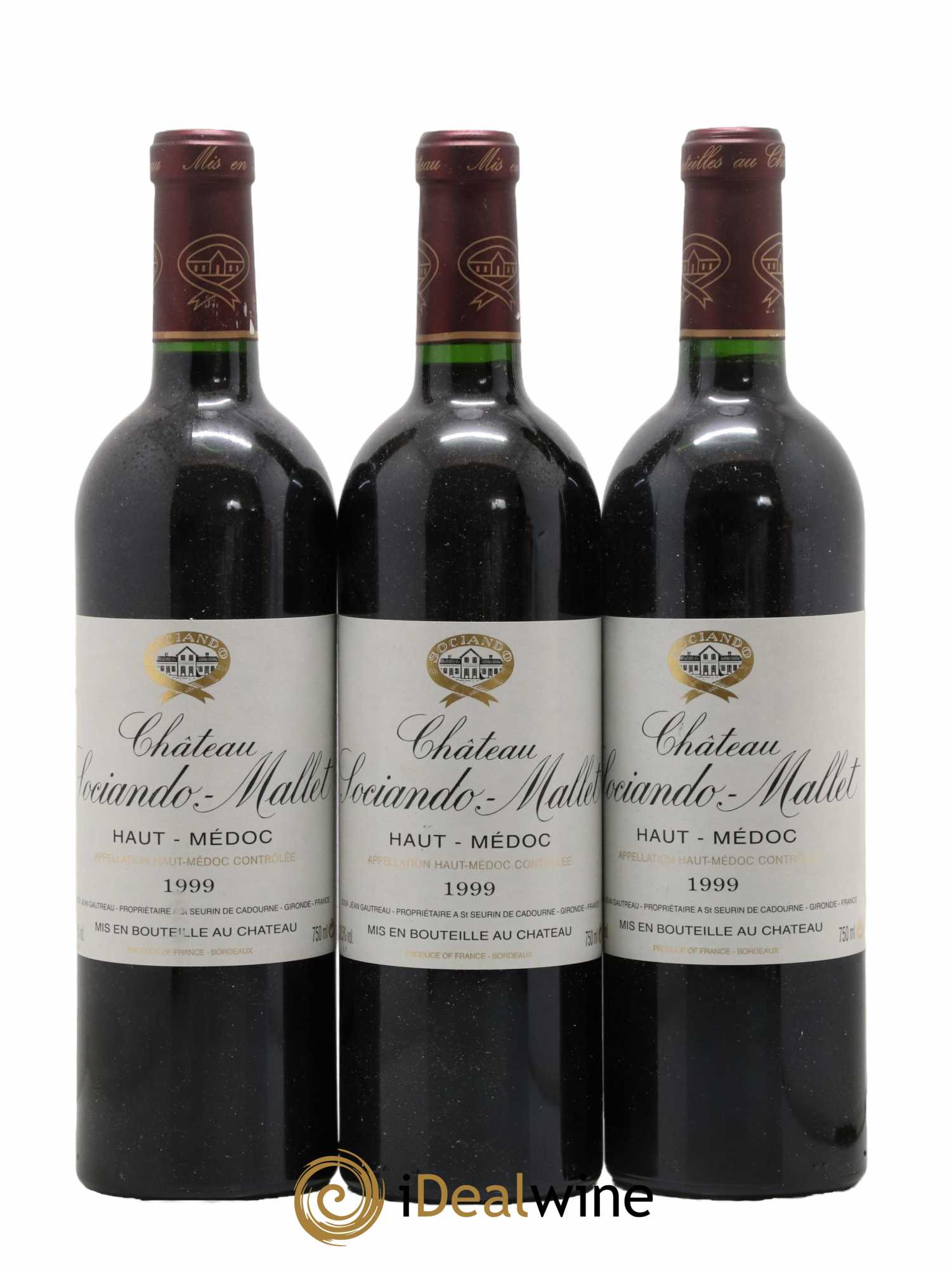 Château Sociando Mallet 1999 - Lot de 3 bouteilles - 0