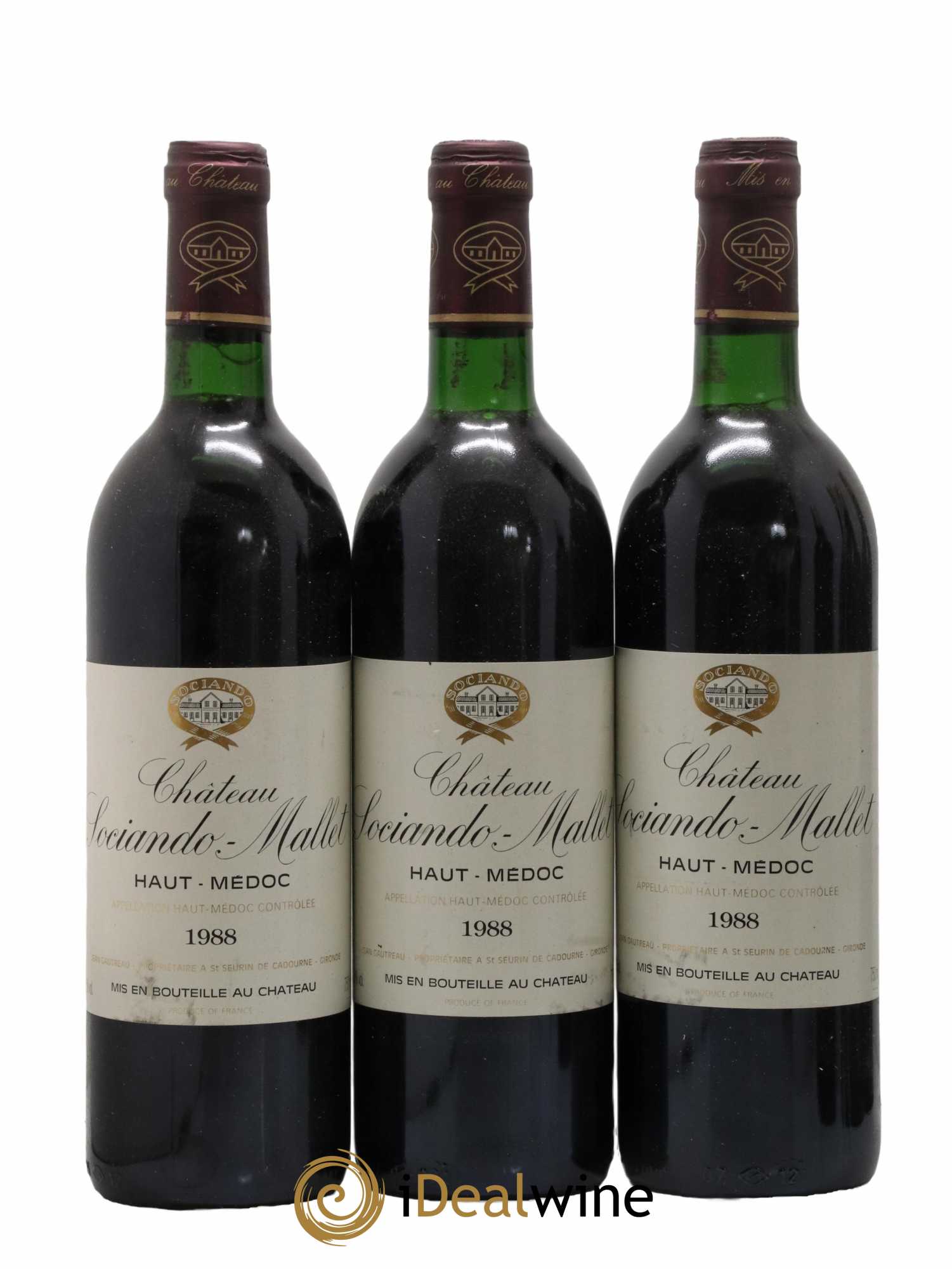 Château Sociando Mallet 1988 - Lot de 3 bouteilles - 0
