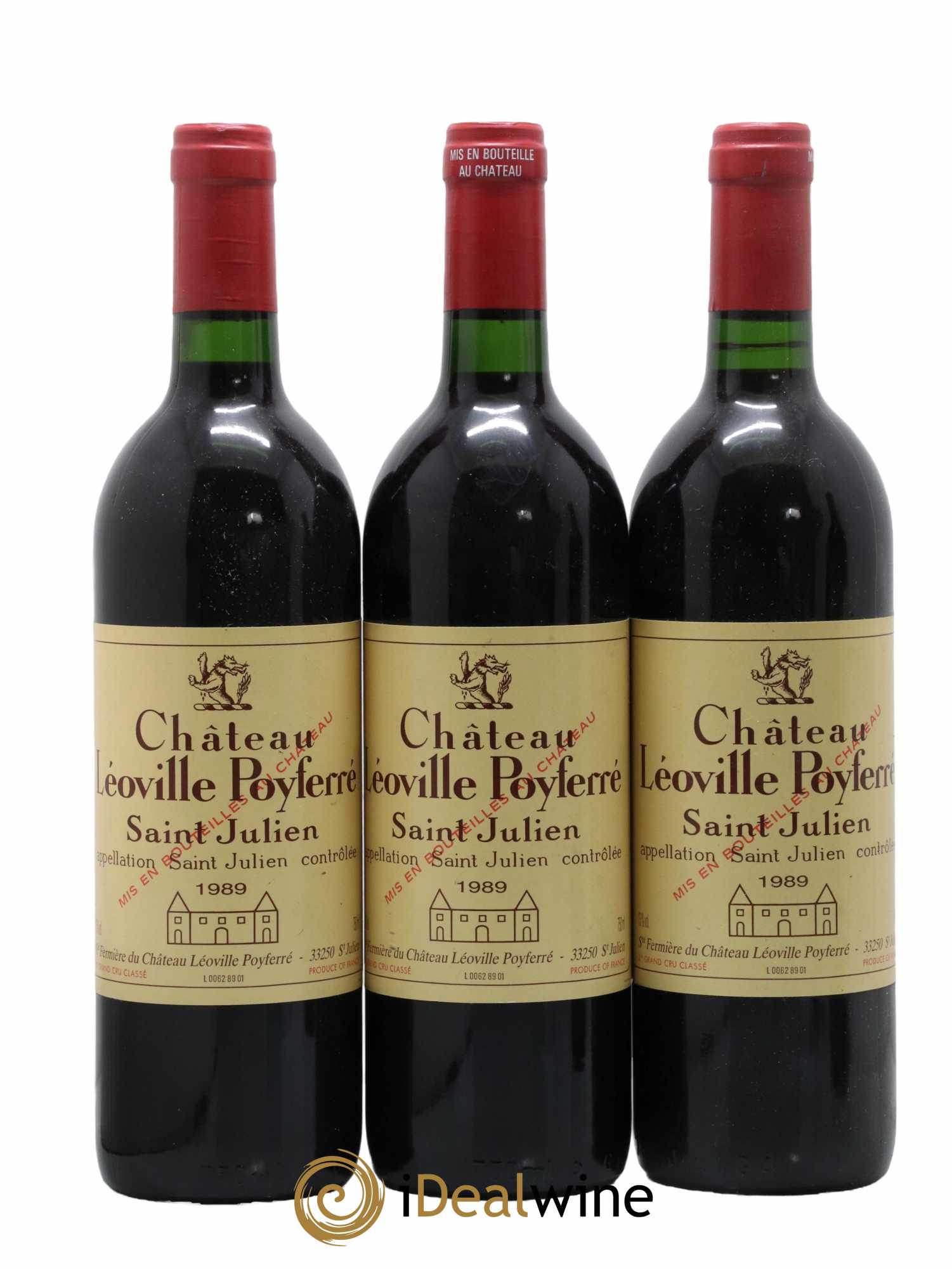 Château Léoville Poyferré 2ème Grand Cru Classé 1989 - Lot de 3 bouteilles - 0