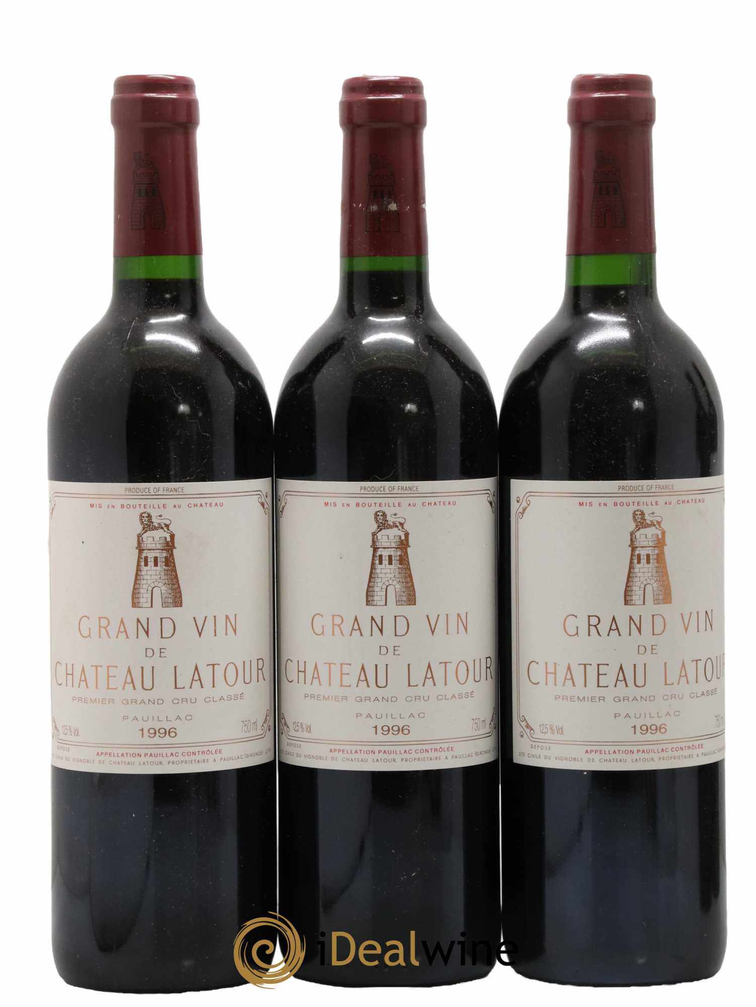 Château Latour 1er Grand Cru Classé 1996 - Lot de 3 bouteilles - 0