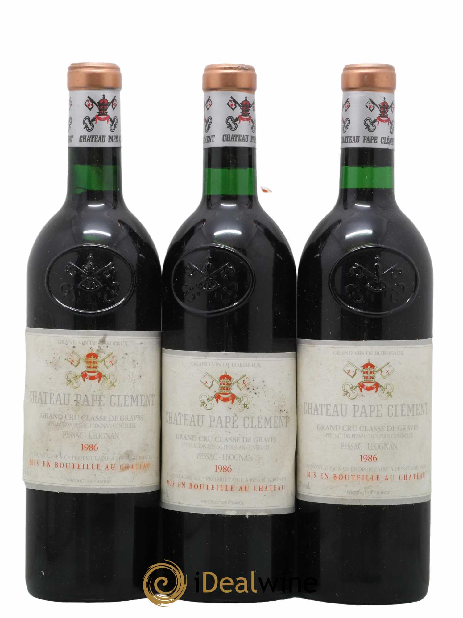 Château Pape Clément Cru Classé de Graves 1986 - Lot de 3 bouteilles - 0