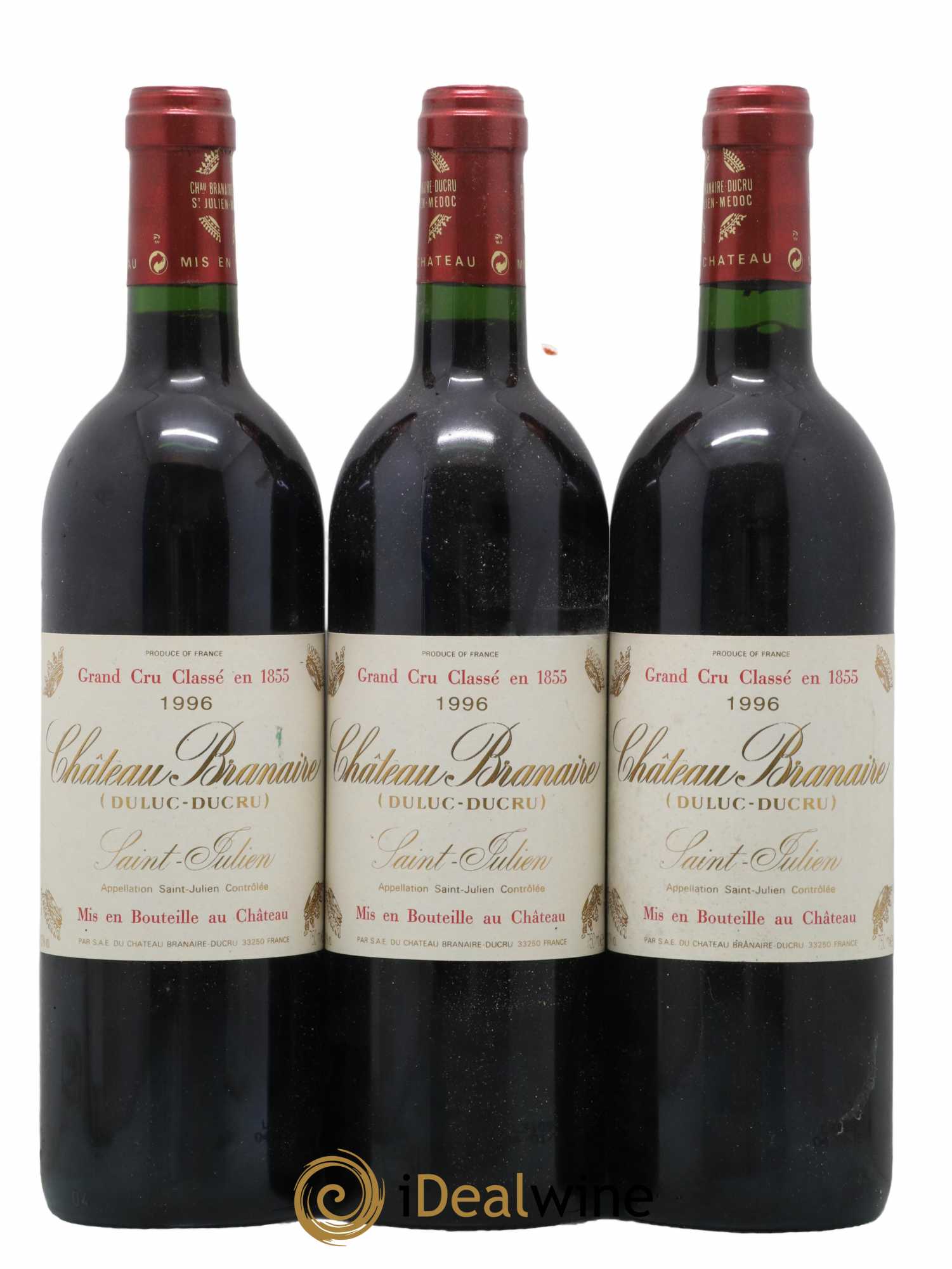 Château Branaire Ducru 4ème Grand Cru Classé 1996 - Lot de 3 bouteilles - 0