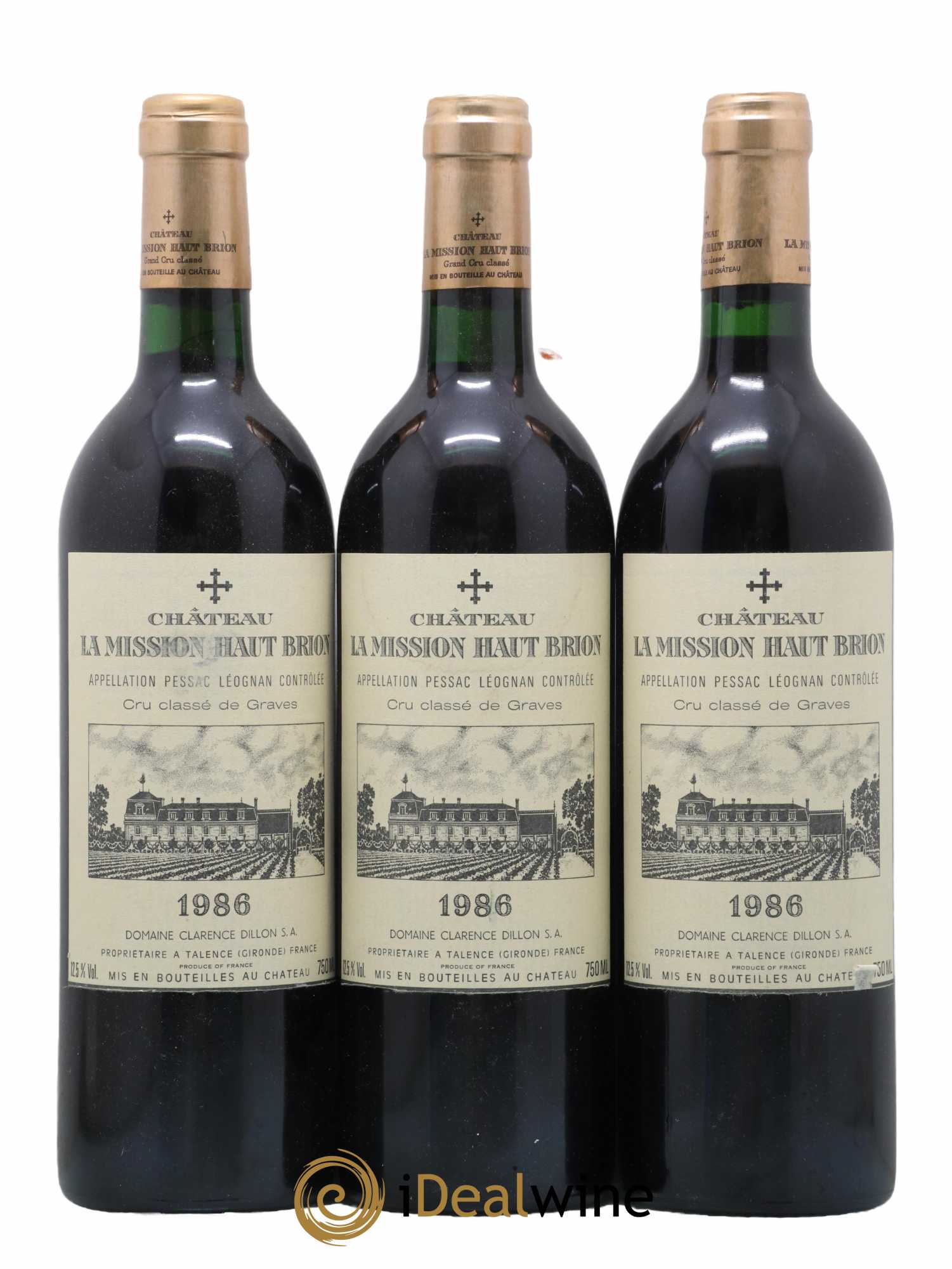 Château la Mission Haut-Brion Cru Classé de Graves 1986 - Lot de 3 bouteilles - 0