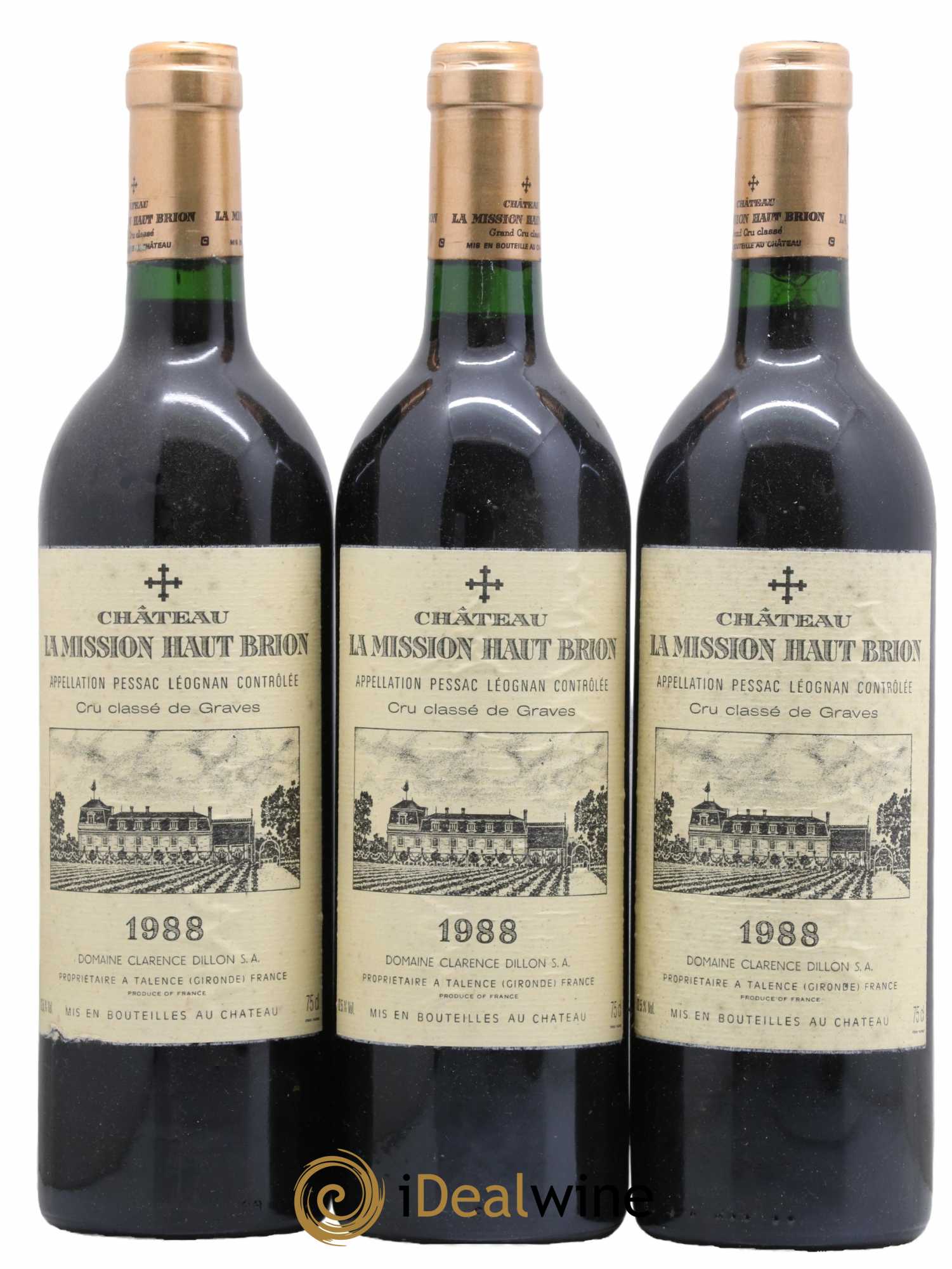 Château la Mission Haut-Brion Cru Classé de Graves 1988 - Lot de 3 bouteilles - 0