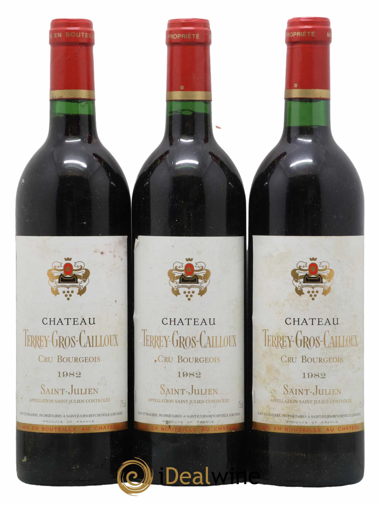 Château Terrey Gros Cailloux Cru Bourgeois 1982 - Lot de 3 bouteilles - 0