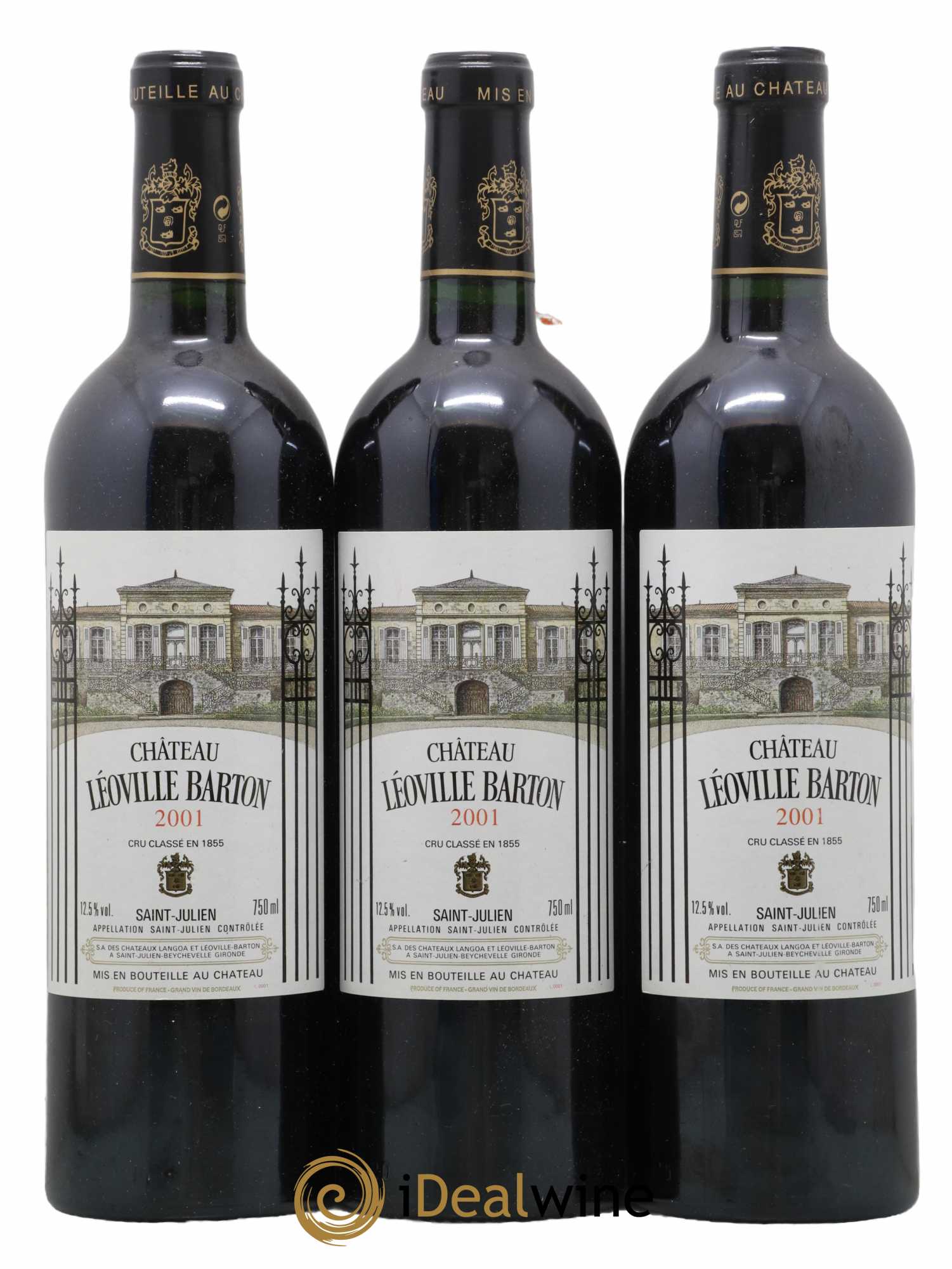 Château Léoville Barton 2ème Grand Cru Classé 2001 - Lot de 3 bouteilles - 0