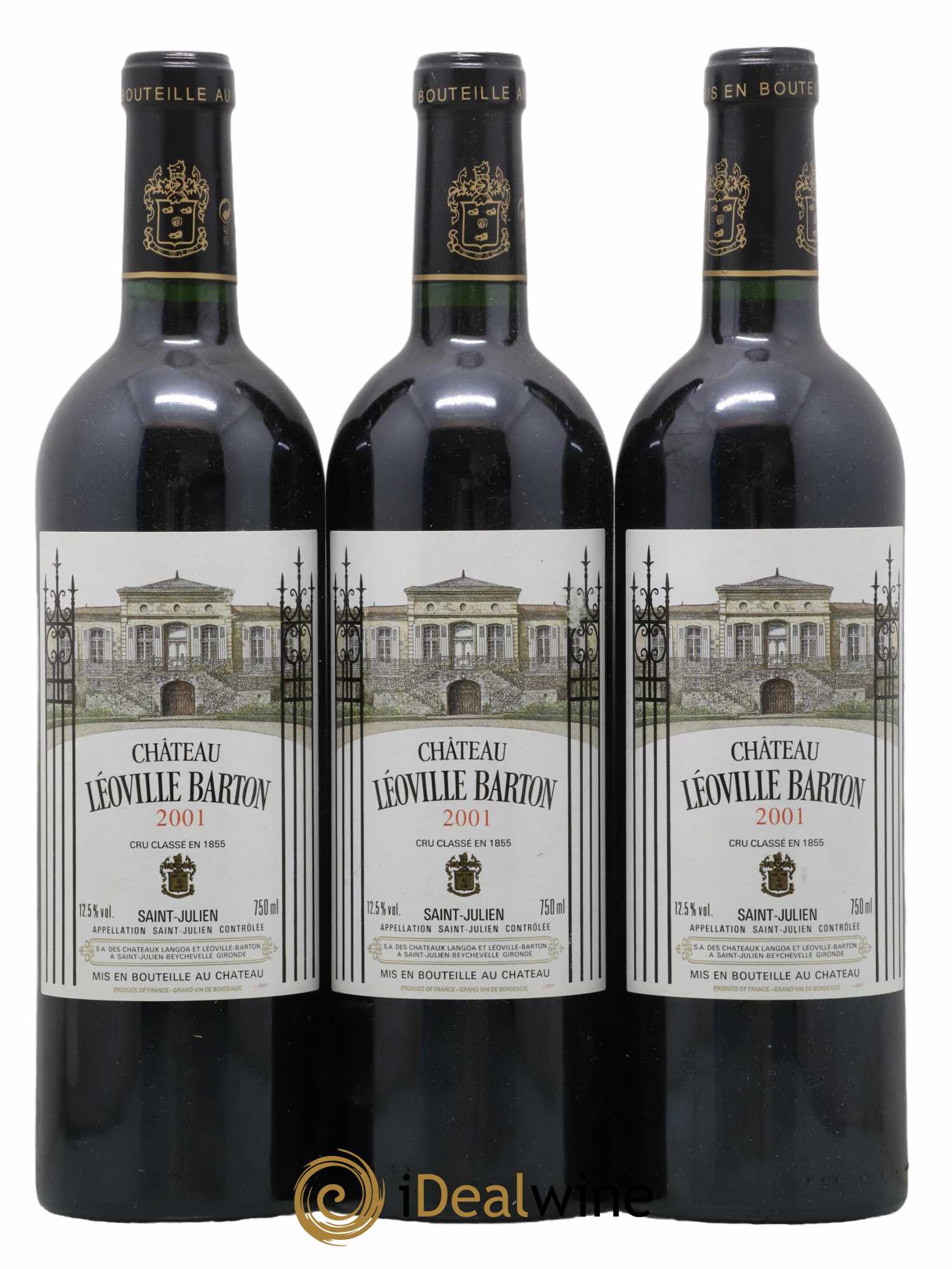 Château Léoville Barton 2ème Grand Cru Classé 2001 - Lot de 3 bouteilles - 0
