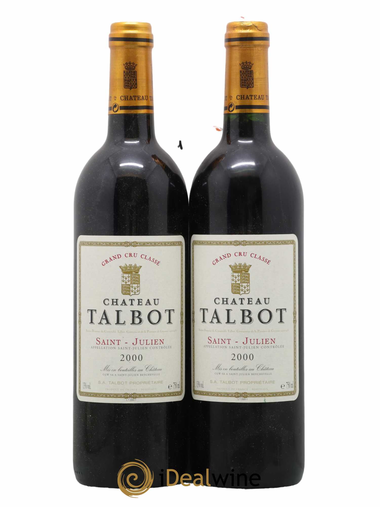 Château Talbot 4ème Grand Cru Classé 2000 - Lot de 2 bouteilles - 0