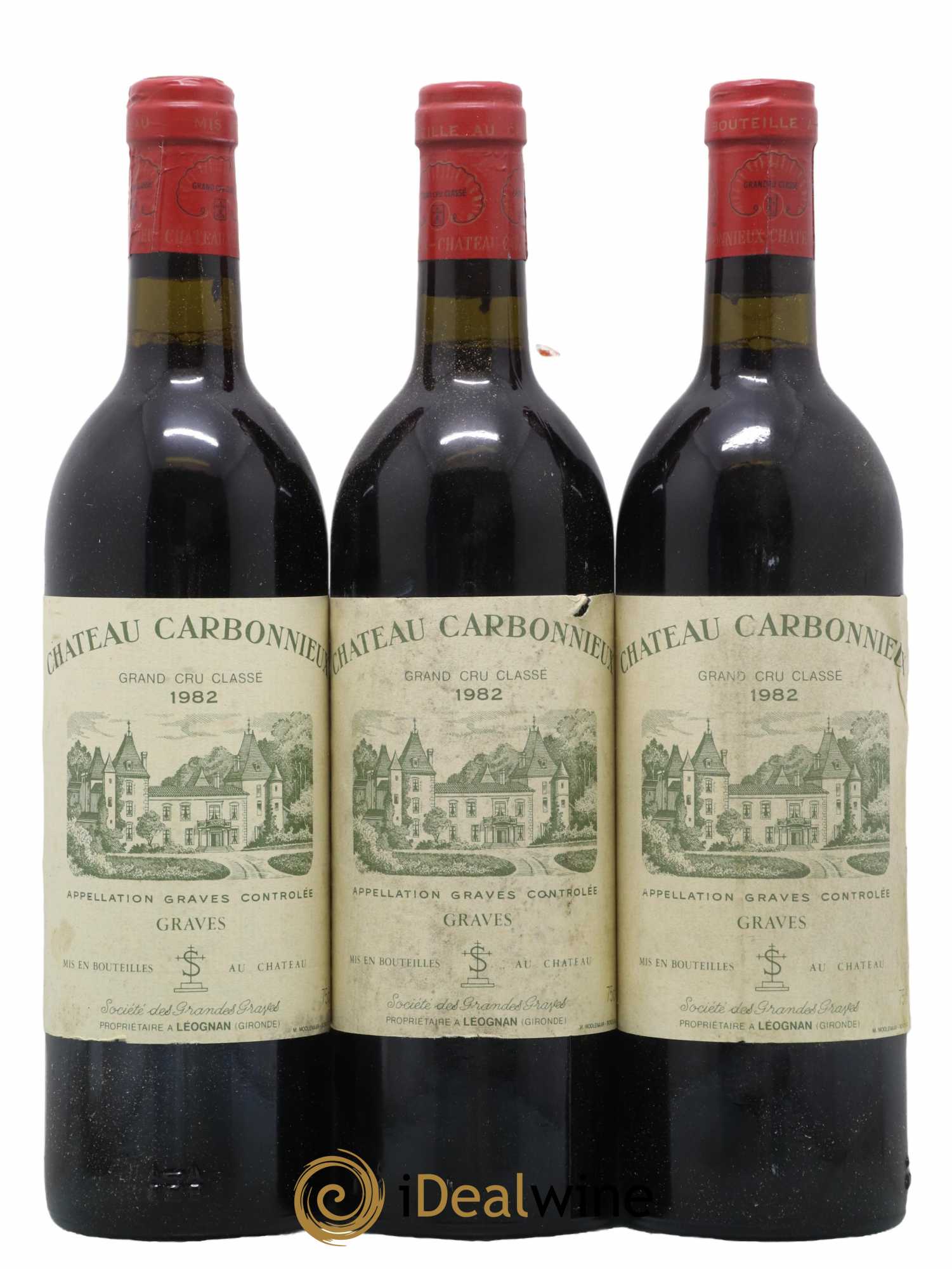 Château Carbonnieux Cru Classé de Graves 1982 - Lot de 3 bouteilles - 0